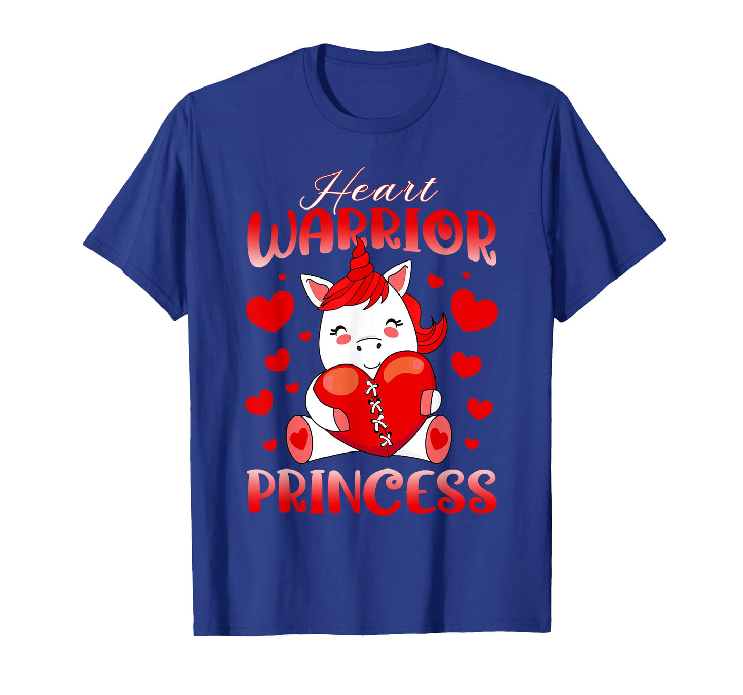 Heart Warrior Princess Heart Disease Red Ribbon Unicorn Girl T-Shirt