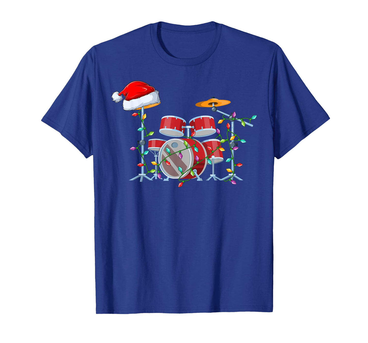 Xmas Lights Santa Hat Musical Drum Christmas T-Shirt