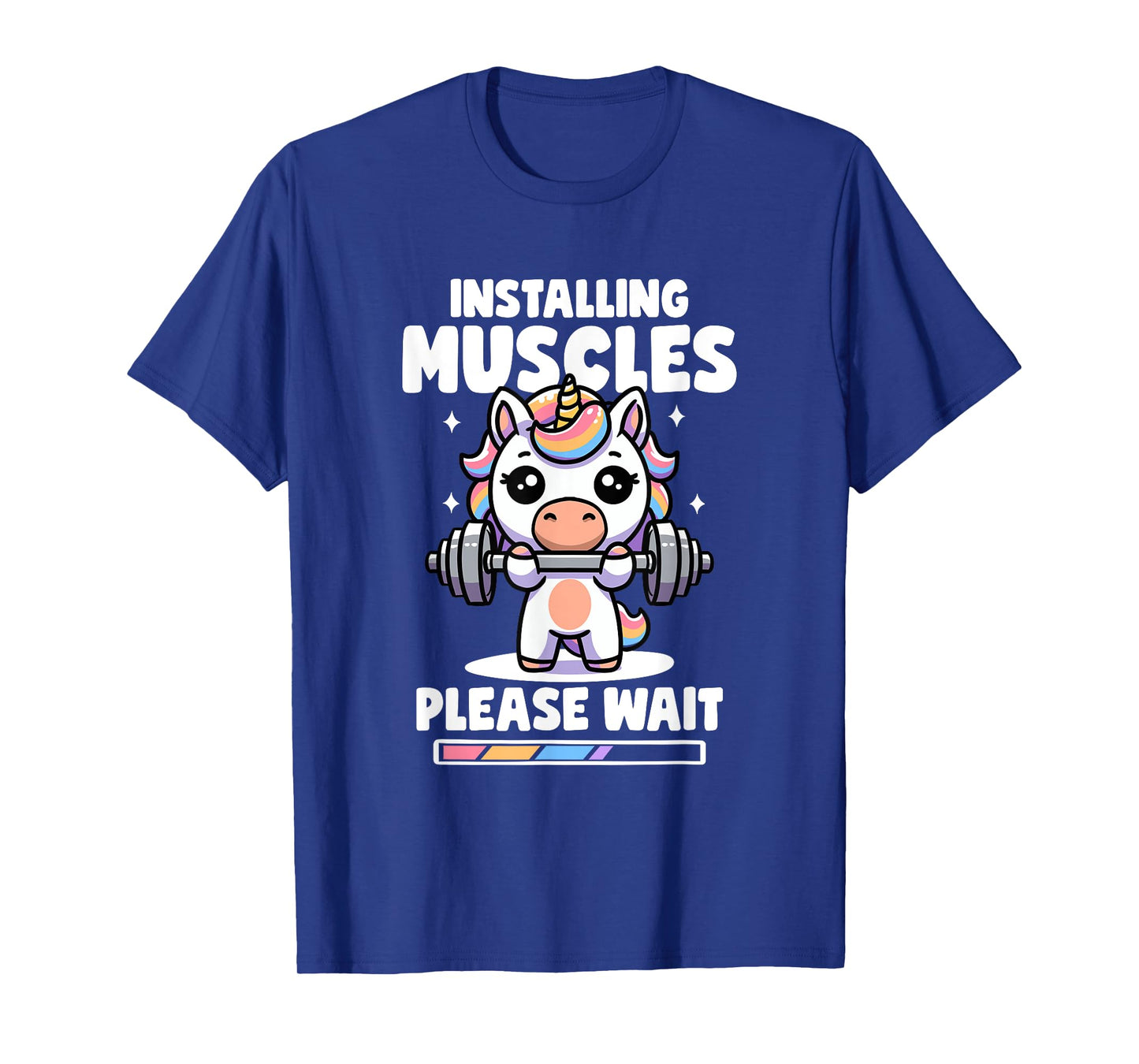 Installing Muscles Please Wait Unicorn Gym Quote Unicorn T-Shirt