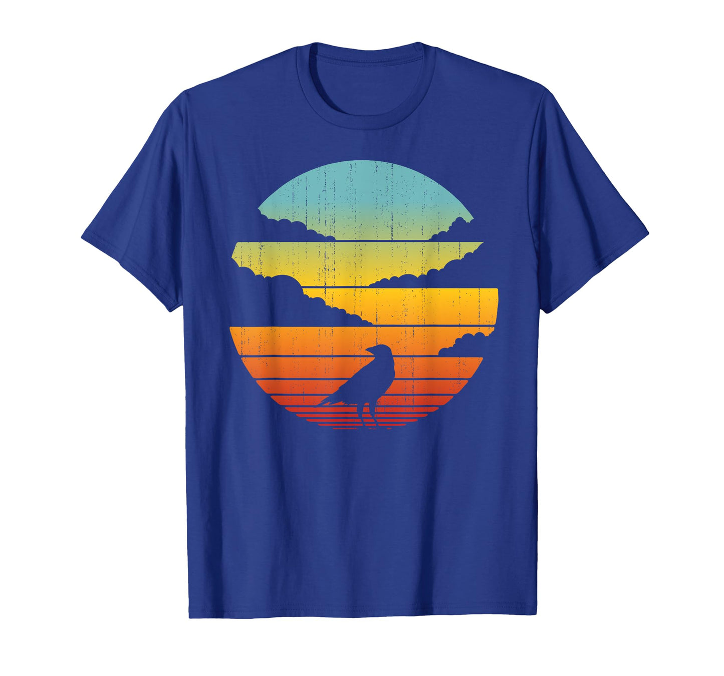 Crow Retro Vintage 60s 70s Sunset Bird Lovers Men Women T-Shirt