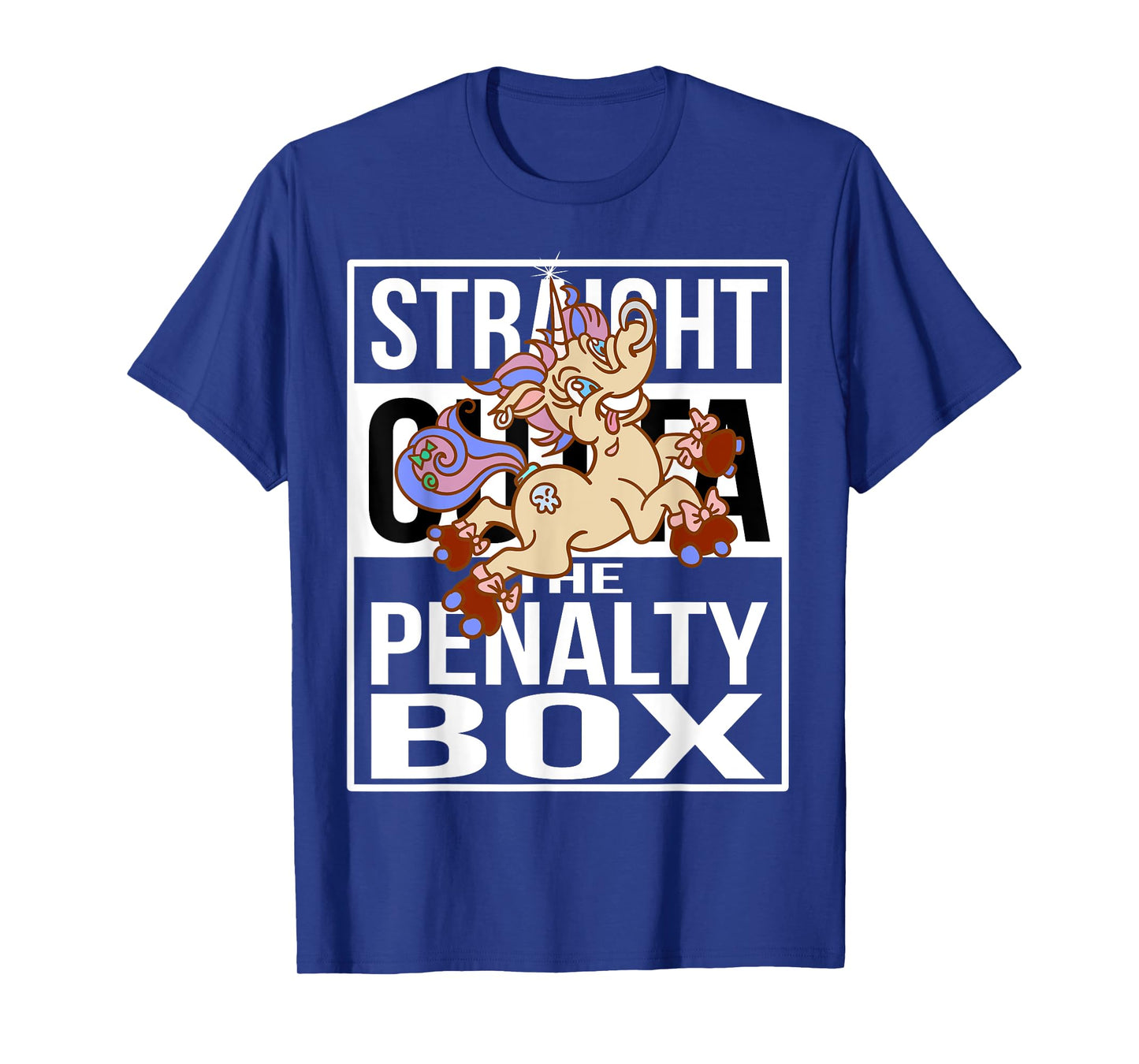 Straight outta the Penalty Box Skater Unicorn Roller Derby T-Shirt