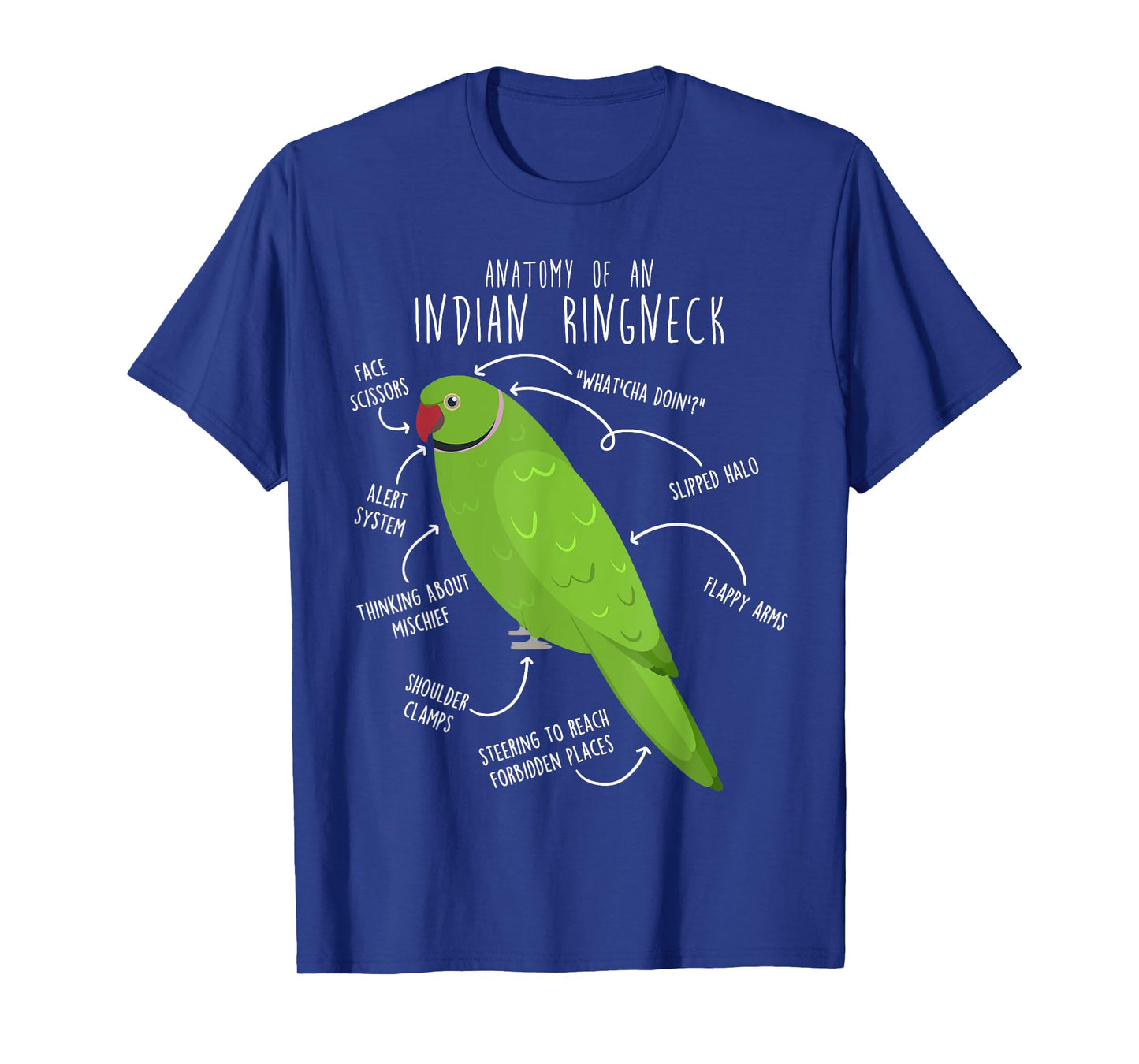 Indian Ringneck Parrot Anatomy Funny Cute Pet Green Bird Mom T-Shirt