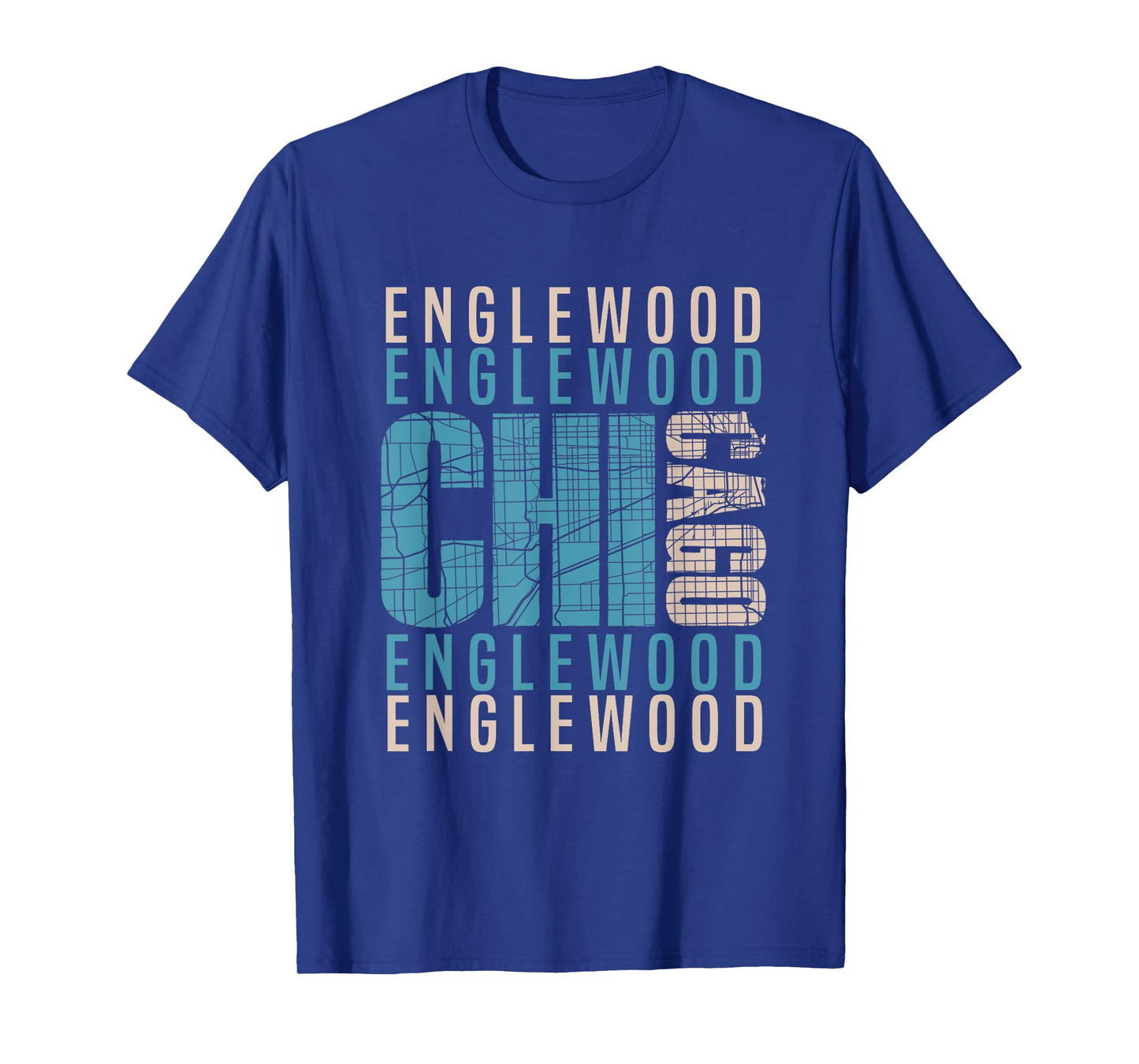 Chicago Englewood Chi-Town Neighborhood Map T-Shirt