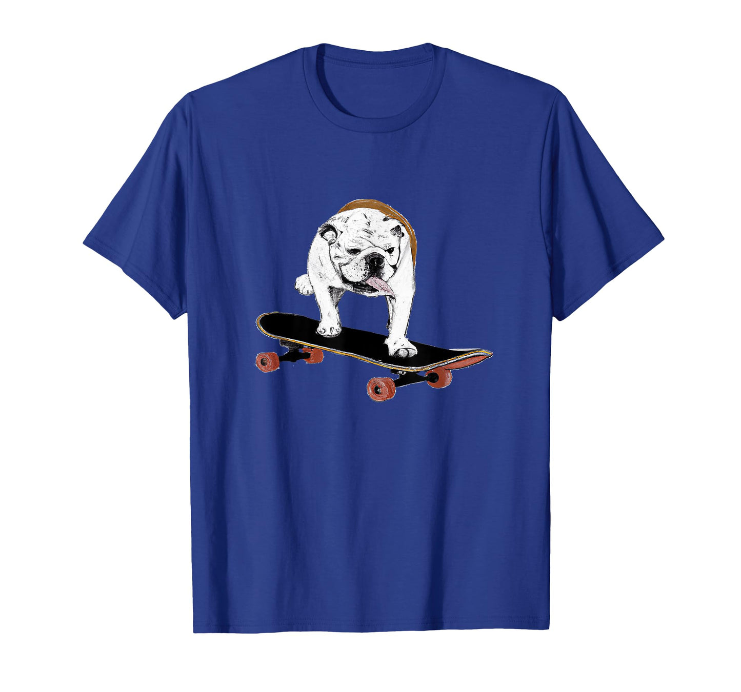 English Bulldog on a Skateboard T-Shirt for Men Women Kids