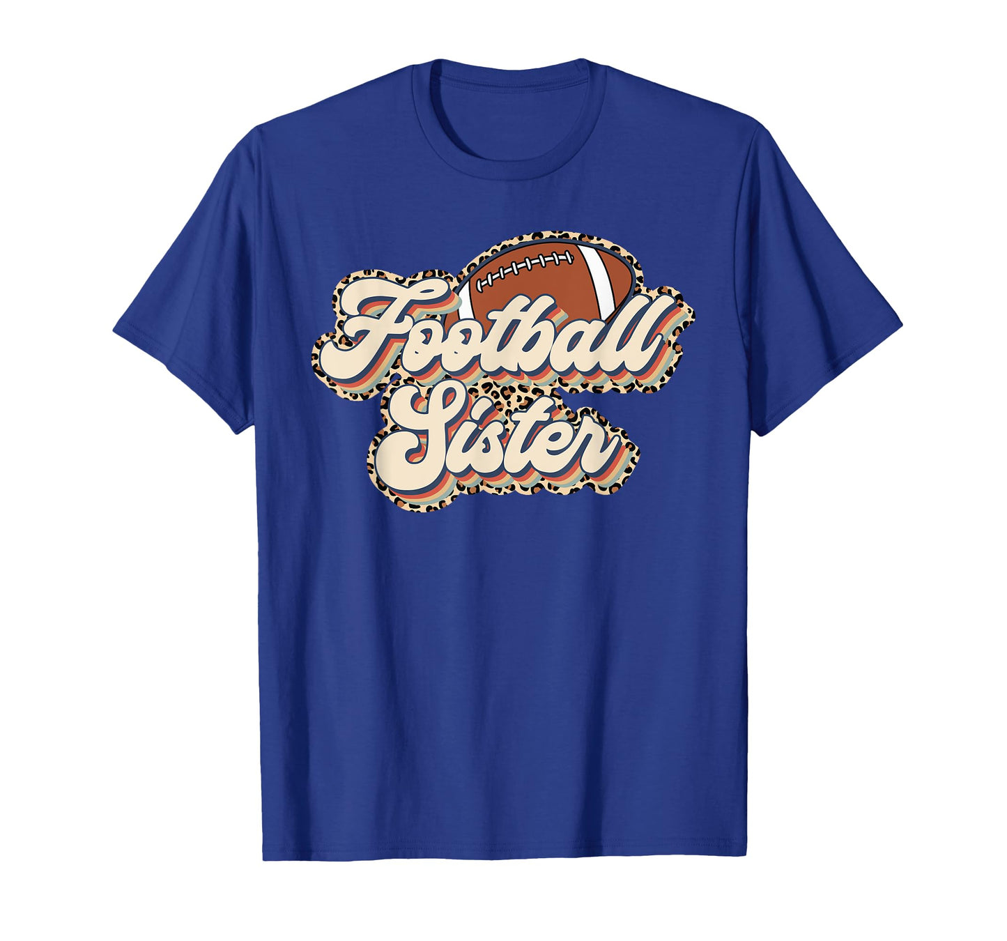 Leopard Retro Football Sister Football Season Football Sis T-Shirt