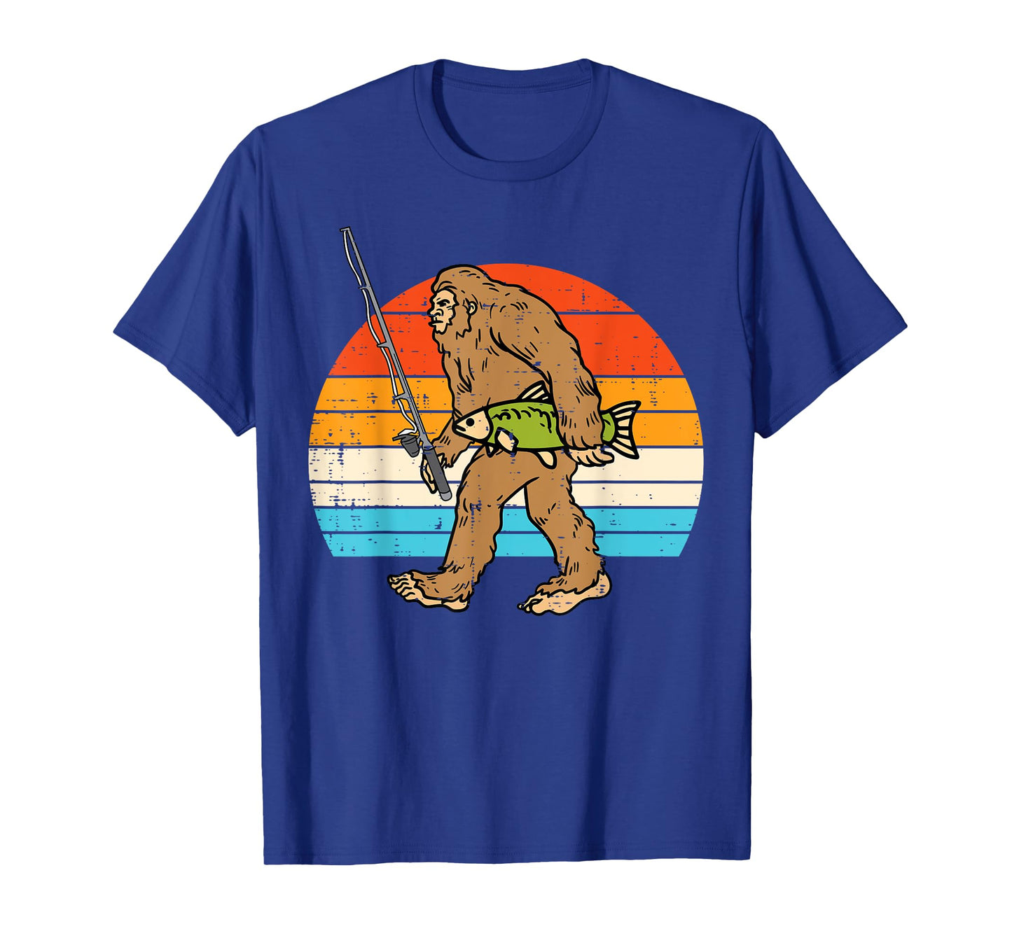 Bigfoot Sasquatch Fishing Retro Fisherman Men Women Kids Boy T-Shirt