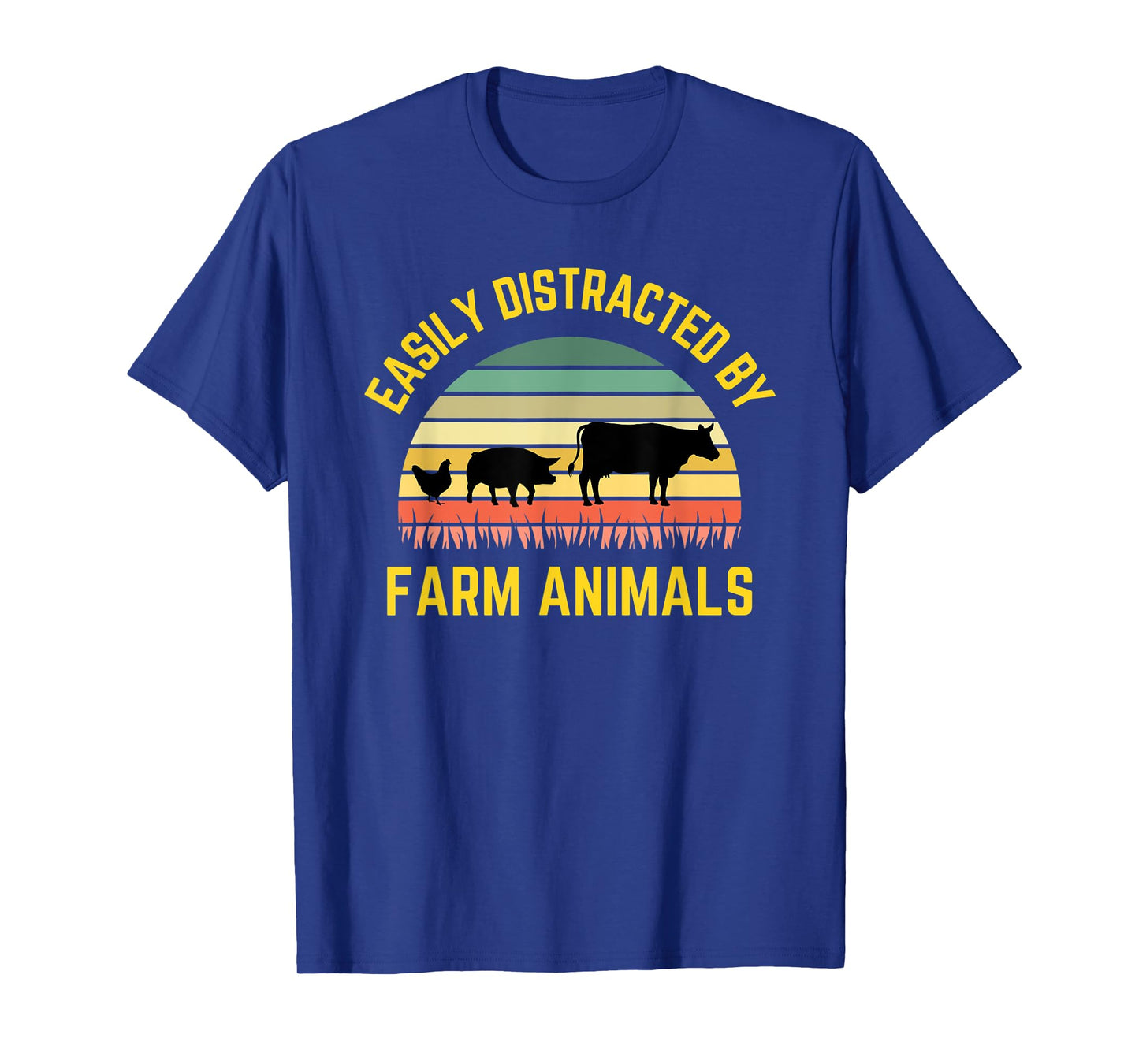 Funny Farmer Easily Distracted By Farm Animals Barnyard Cow T-Shirt
