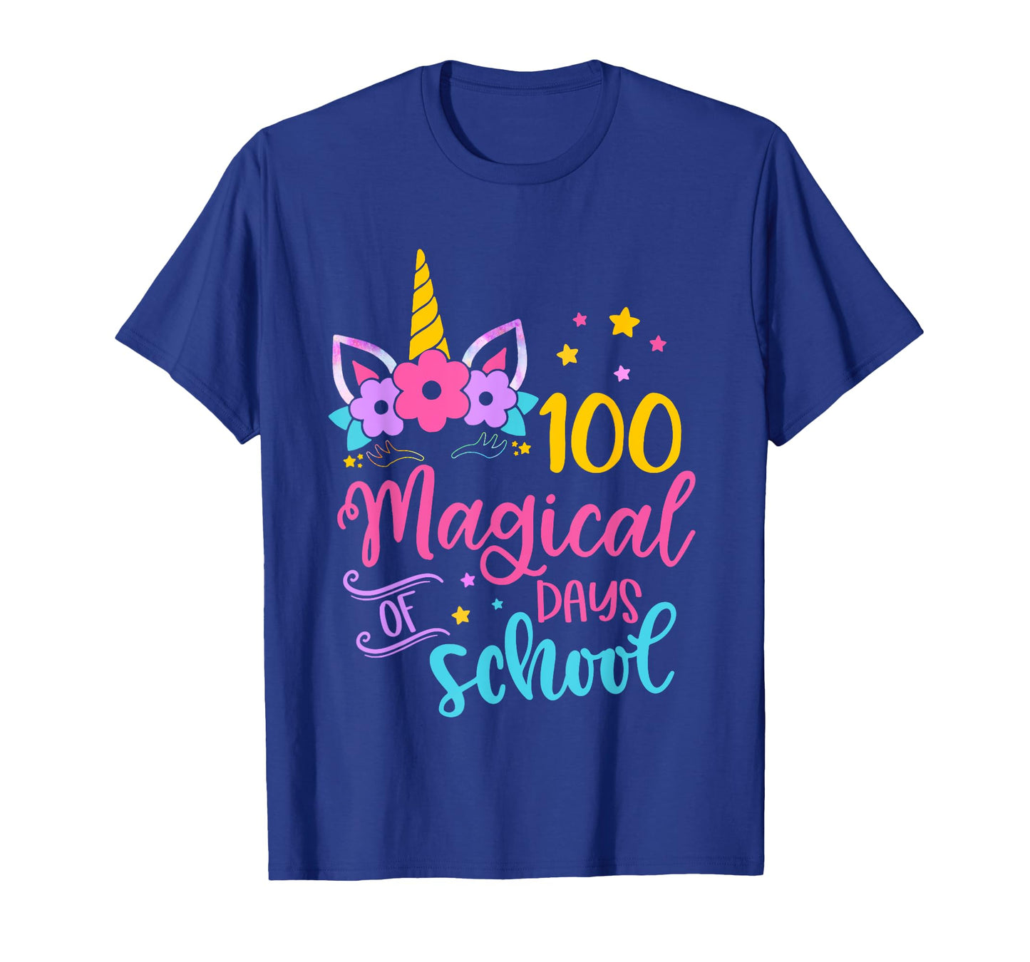 Unicorn Happy 100th Day 100 Magical Days Of School Girls Kid T-Shirt