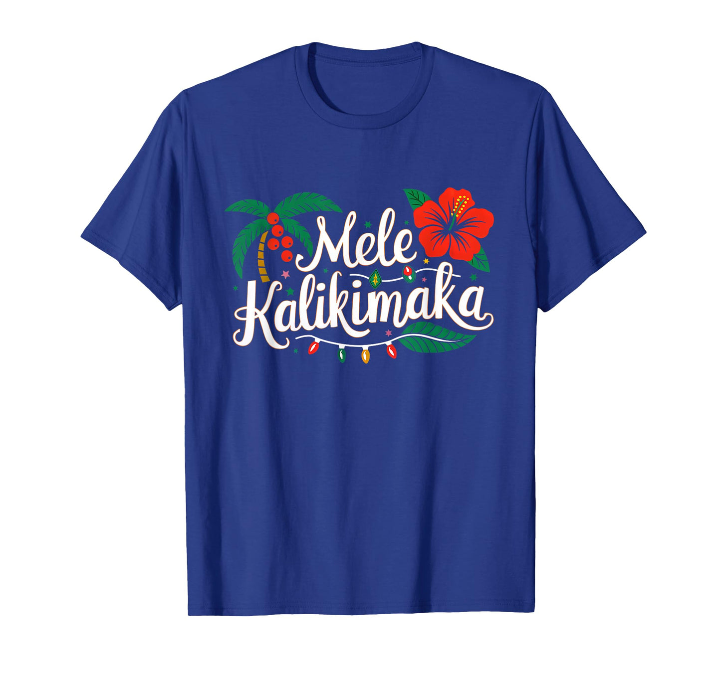 Mele Kalikimaka Hibiscus Palm Waikiki Big Island Christmas T-Shirt