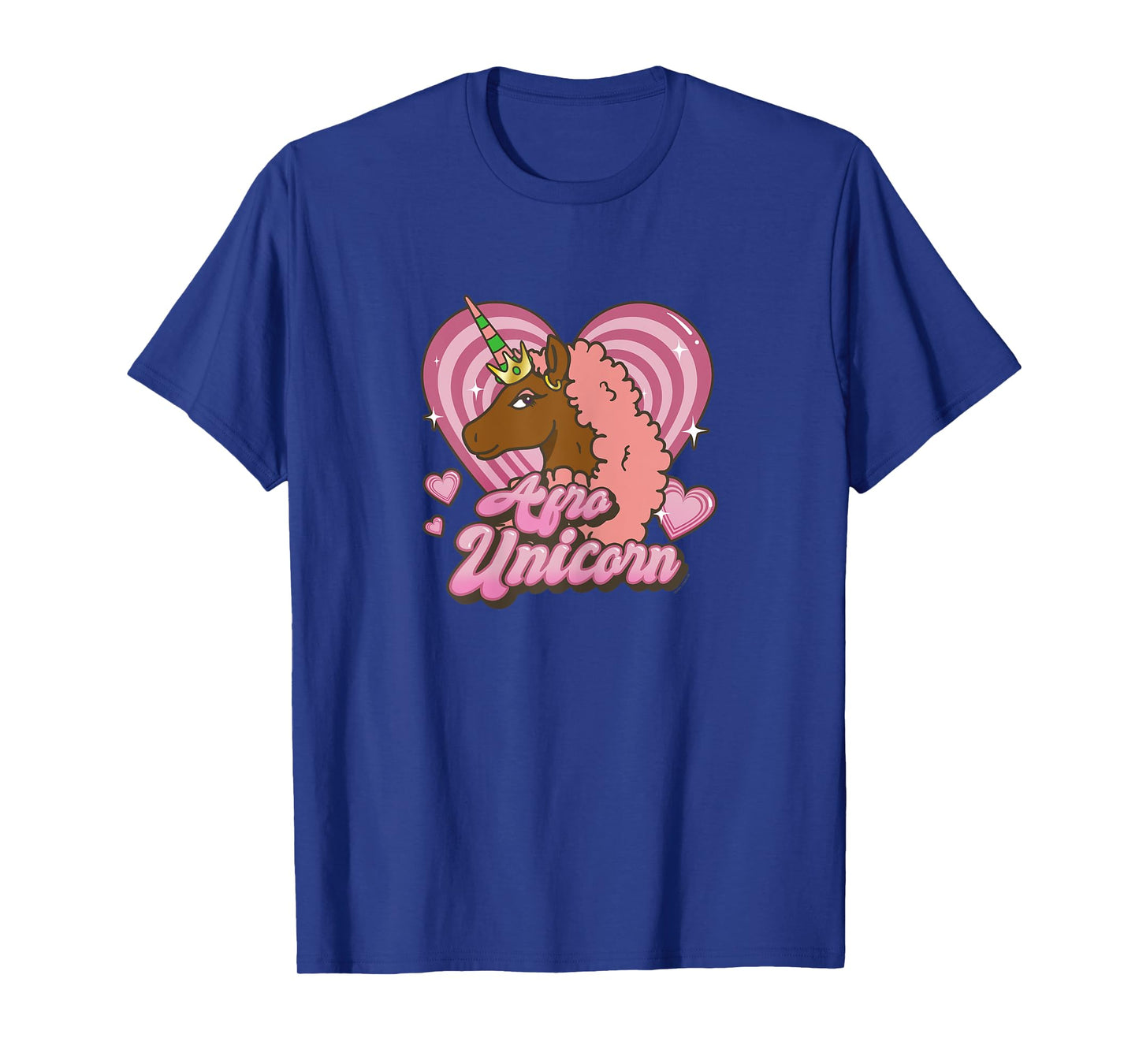 Afro Unicorn Unique Pink Mane Heart Shaped Portrait T-Shirt