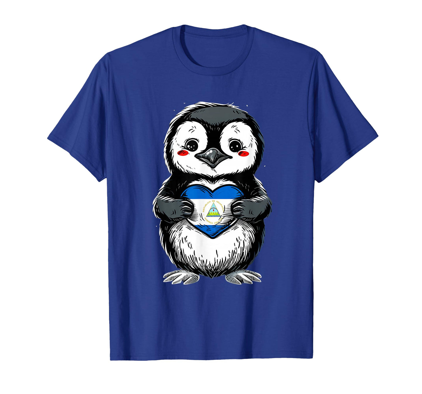 Nicaragua Flag Cute Penguin Heart Nicaraguan Pride T-Shirt