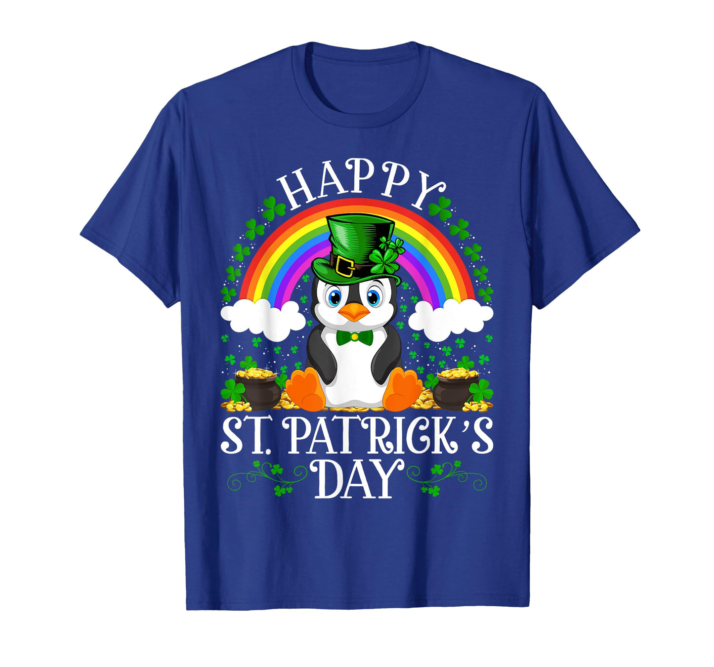 Penguin Bird Lover Rainbow Vintage Penguin St. Patrick's Day T-Shirt