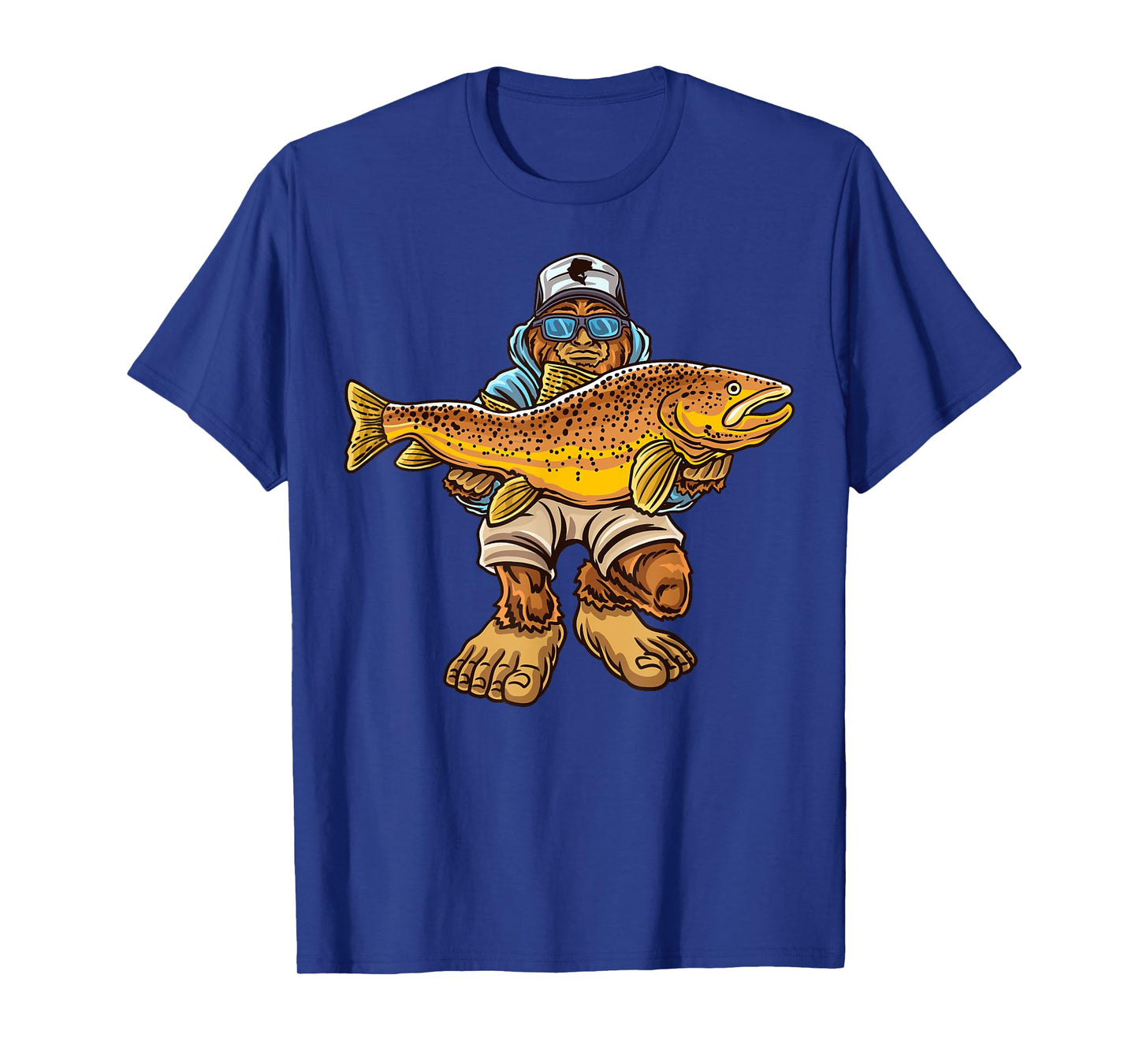Brown Trout River Fishing Bigfoot Hunting Fishermen T-Shirt