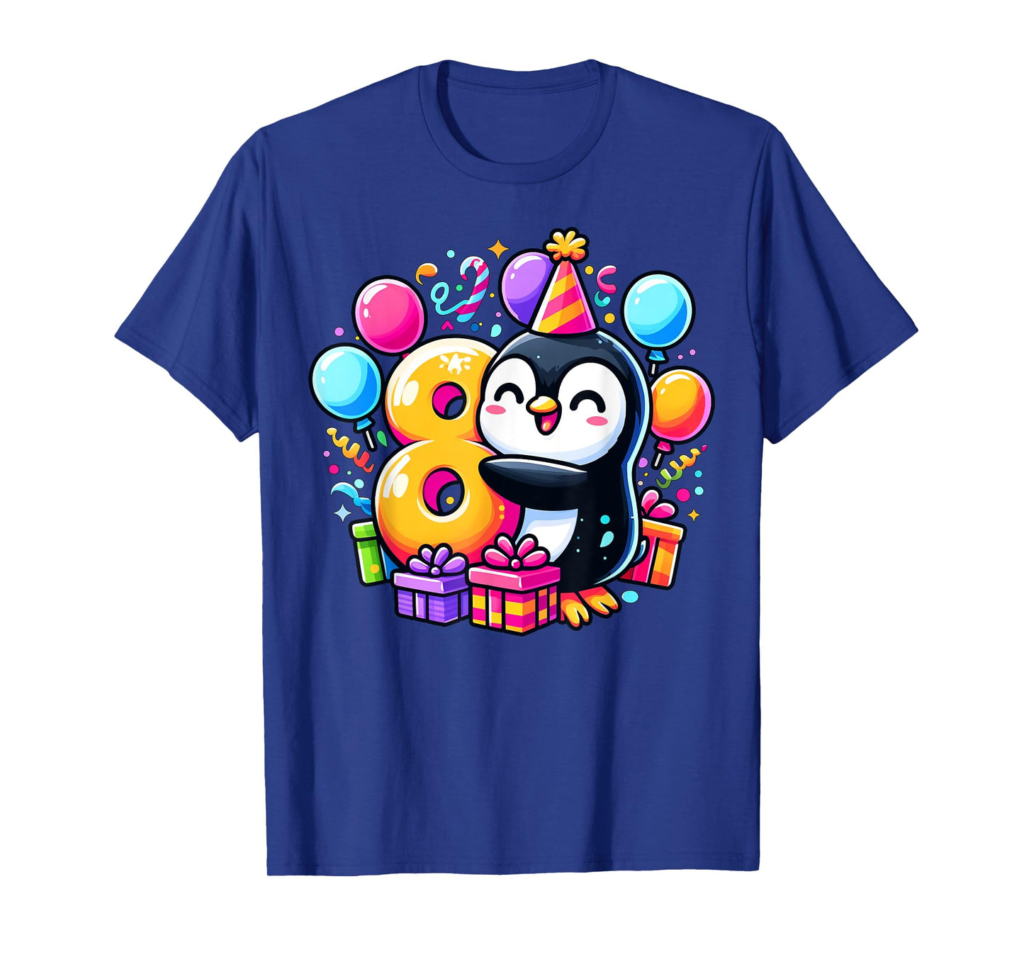 Kids Penguin Theme eighth Bday Party 8th Penguin Birthday T-Shirt