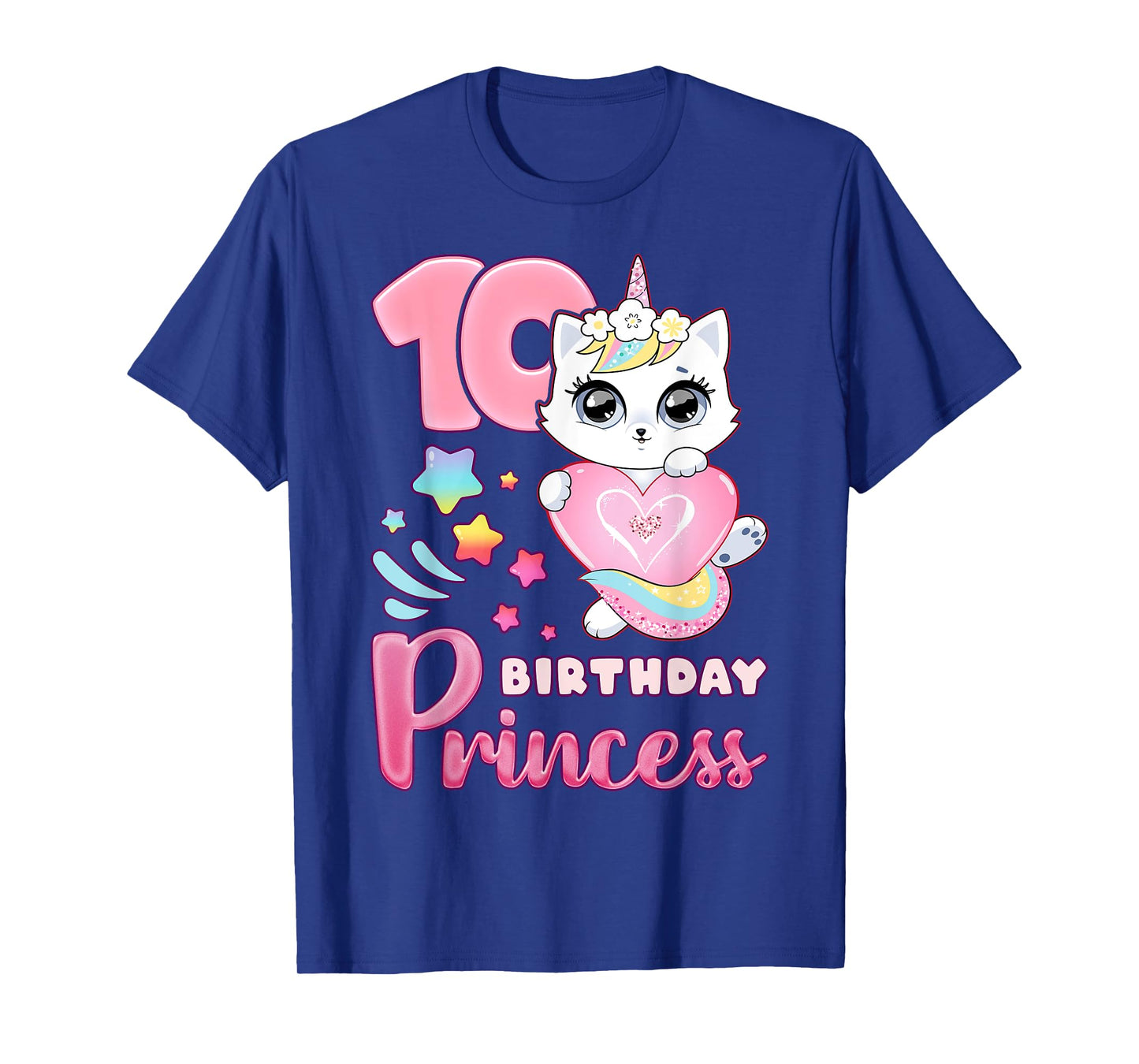 Girl, 10th birthday, unicorn cat, number 10 T-Shirt