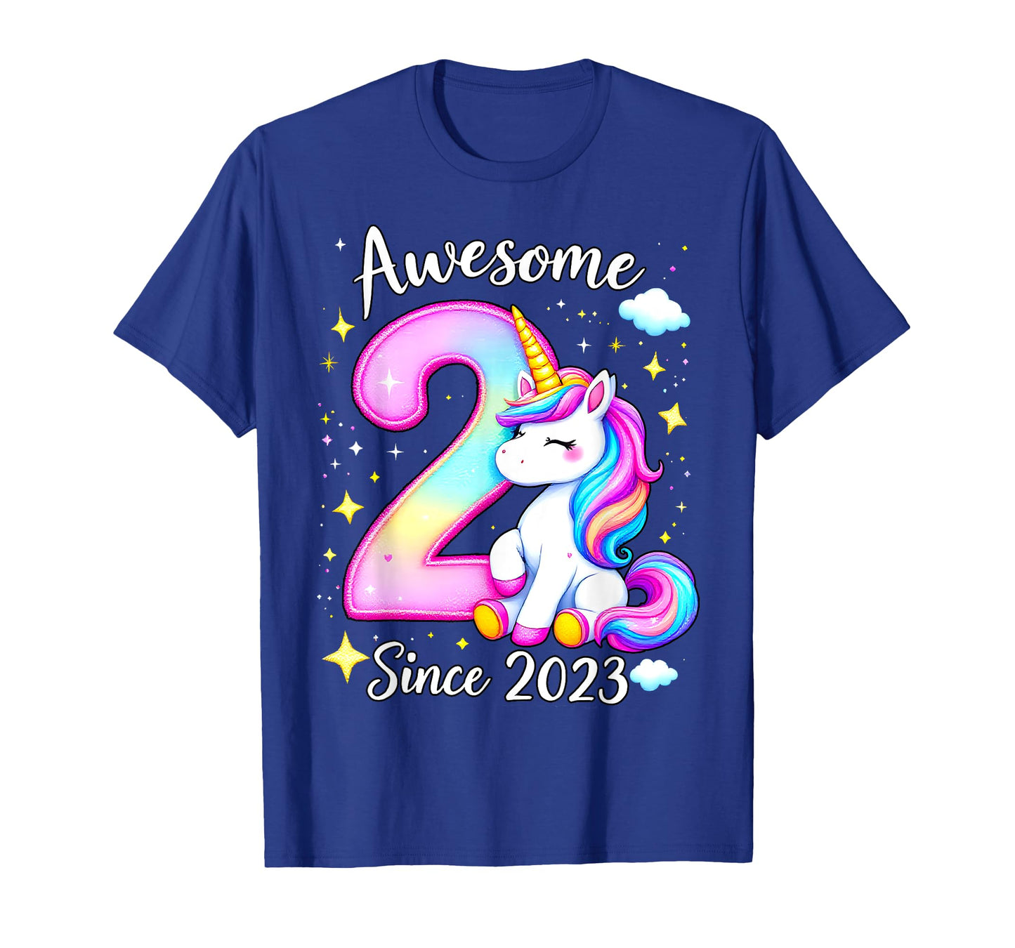 Awesome 2 Since 2023 Unicorn 2th Birthday Party Girls Outfit T-Shirt