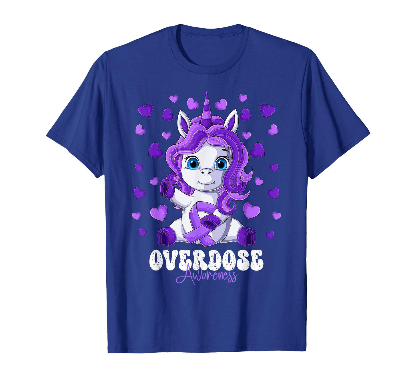 Overdose Awareness Month Purple Ribbon Unicorn T-Shirt