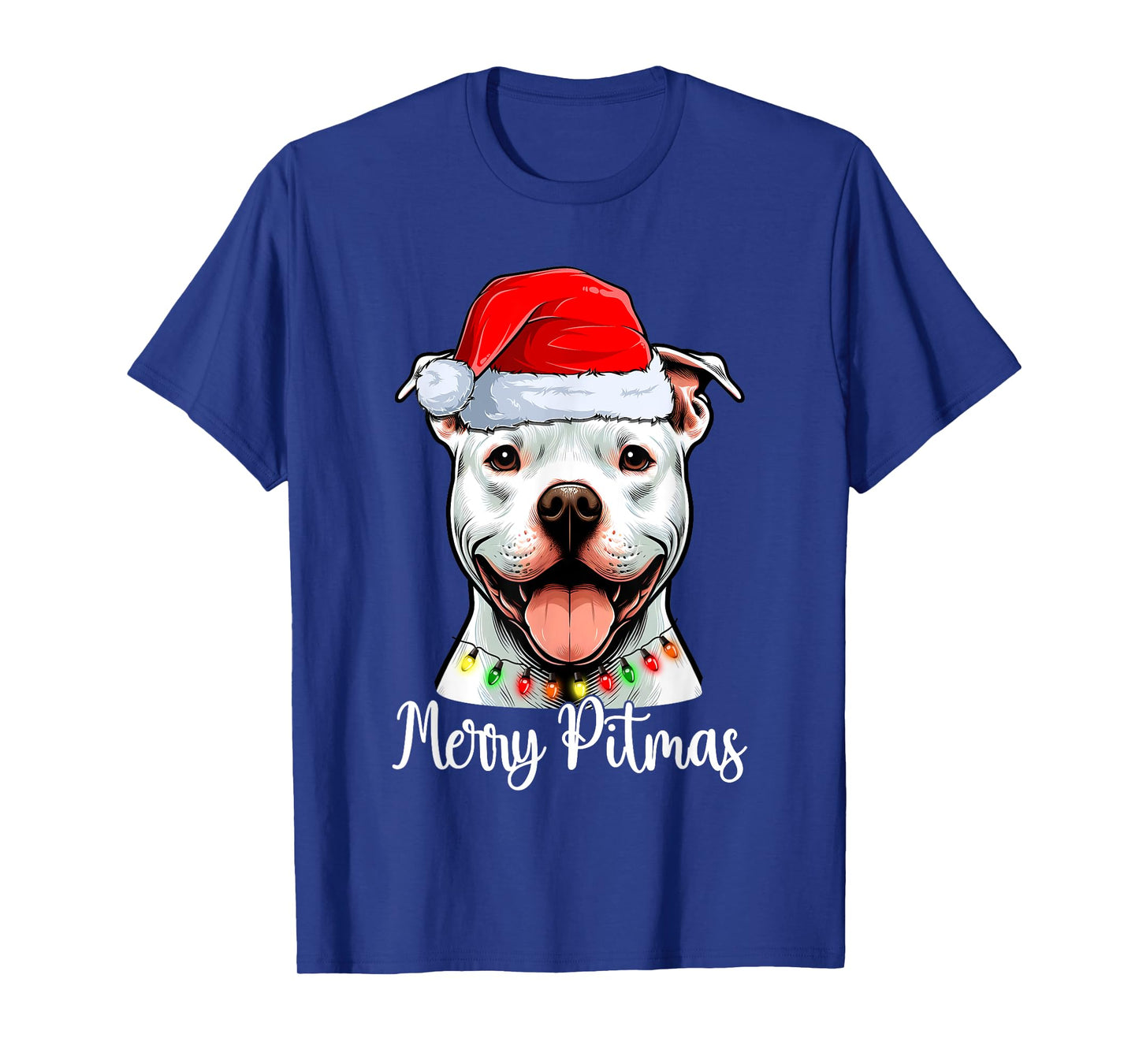 Pit Bull Santa Christmas Tree Lights Xmas Merry Pitmas T-Shirt