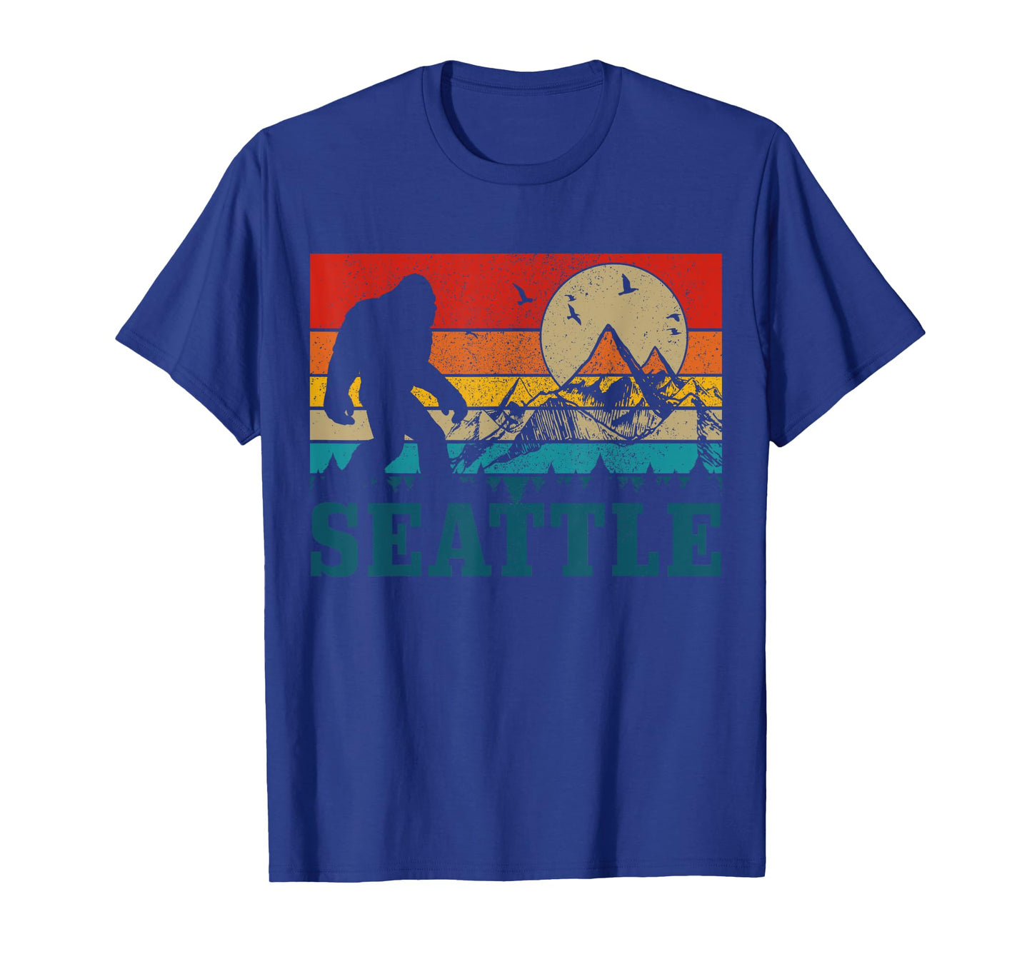 Seattle Washington Bigfoot Vintage Mountains Funny Gift T-Shirt