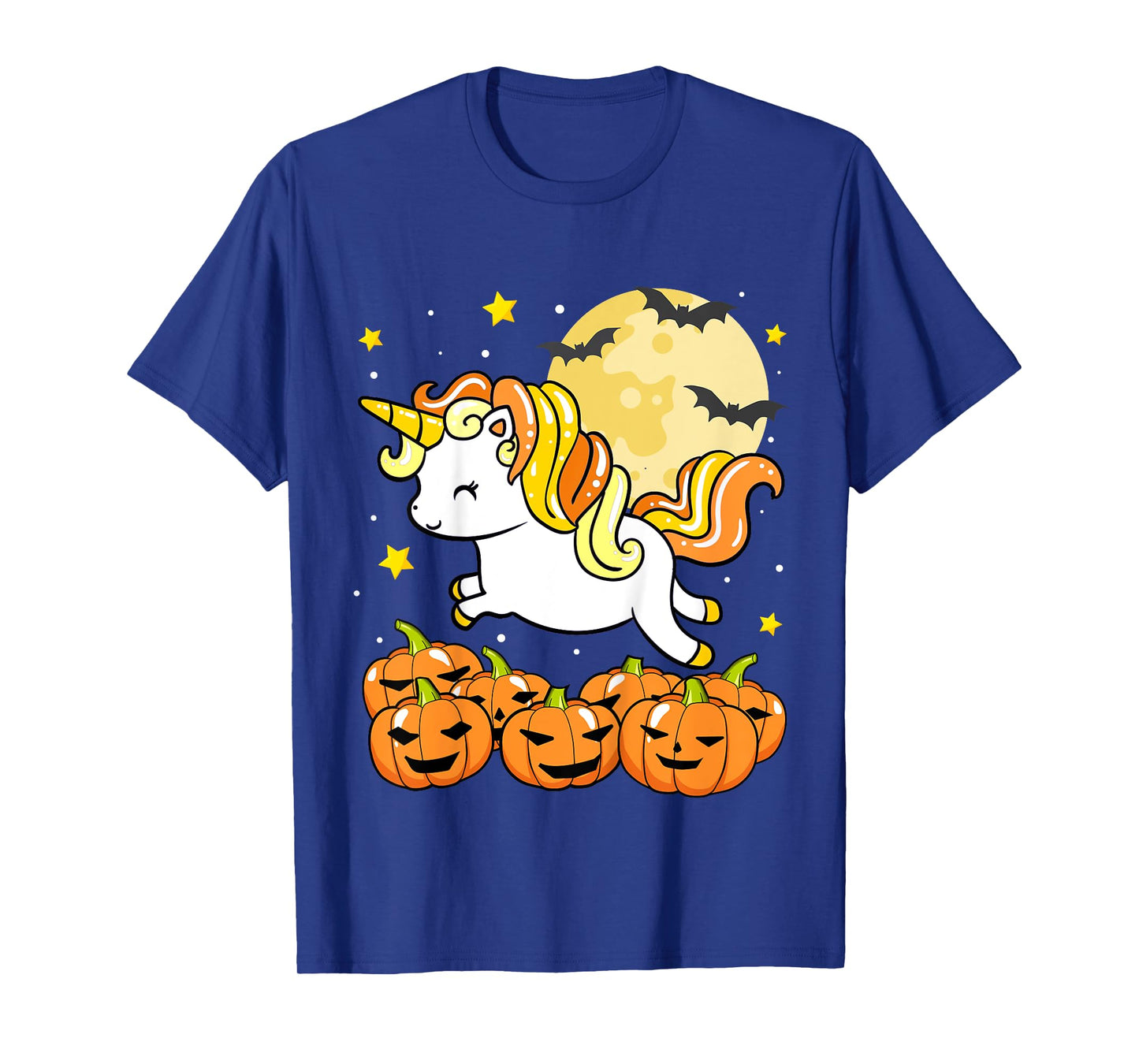 Kids Girls Unicorn Halloween Jack O Lantern Moon Pumpkin Toddler T-Shirt