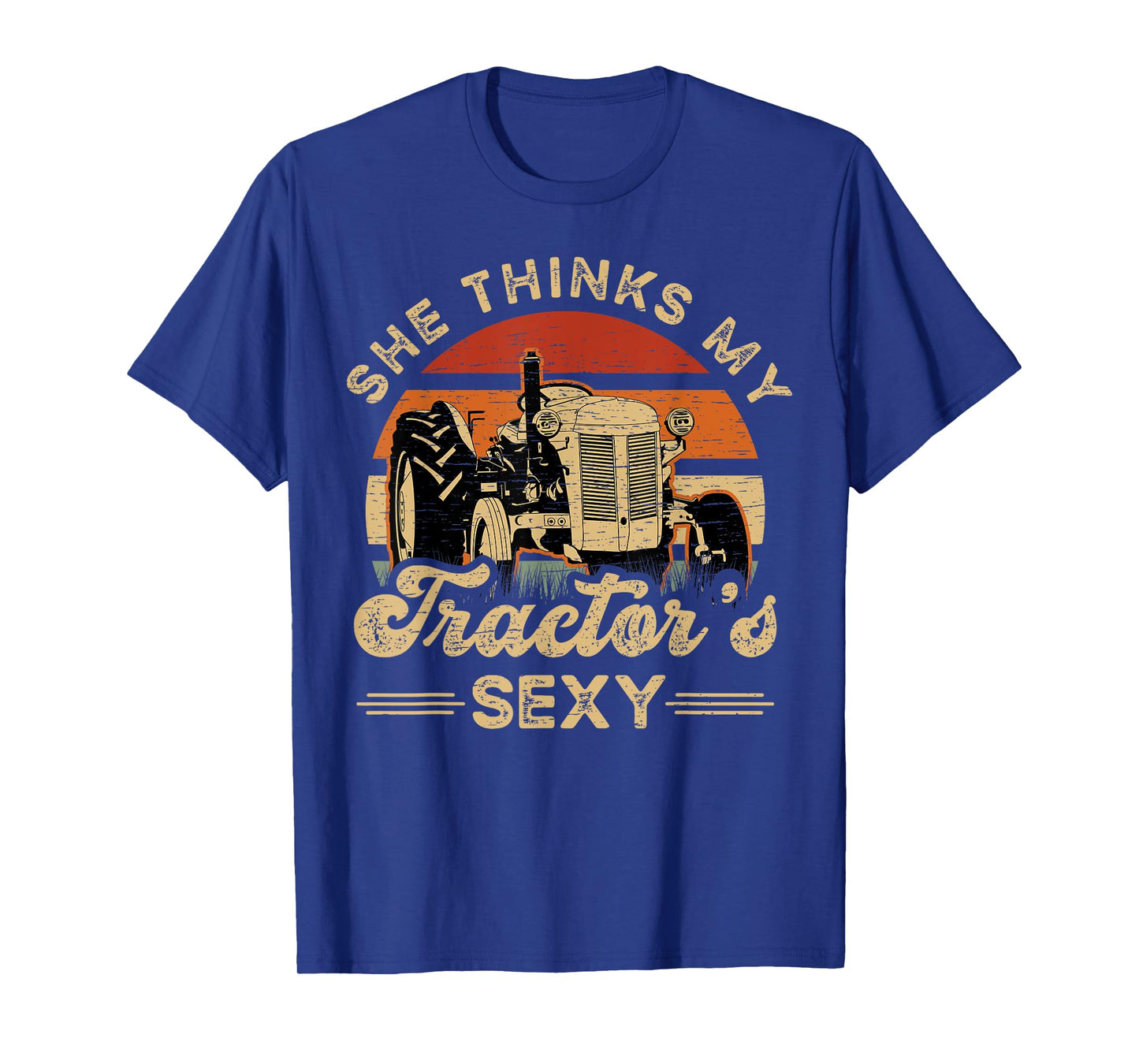 She Think My Tractor's Sexy Farmer T-Shirt - Black, Small - Women's Casual Modern T-Shirt - Short Sleeve - Crew Neck - Polyester 100% - Funny Farmer Motive, Animal Pattern