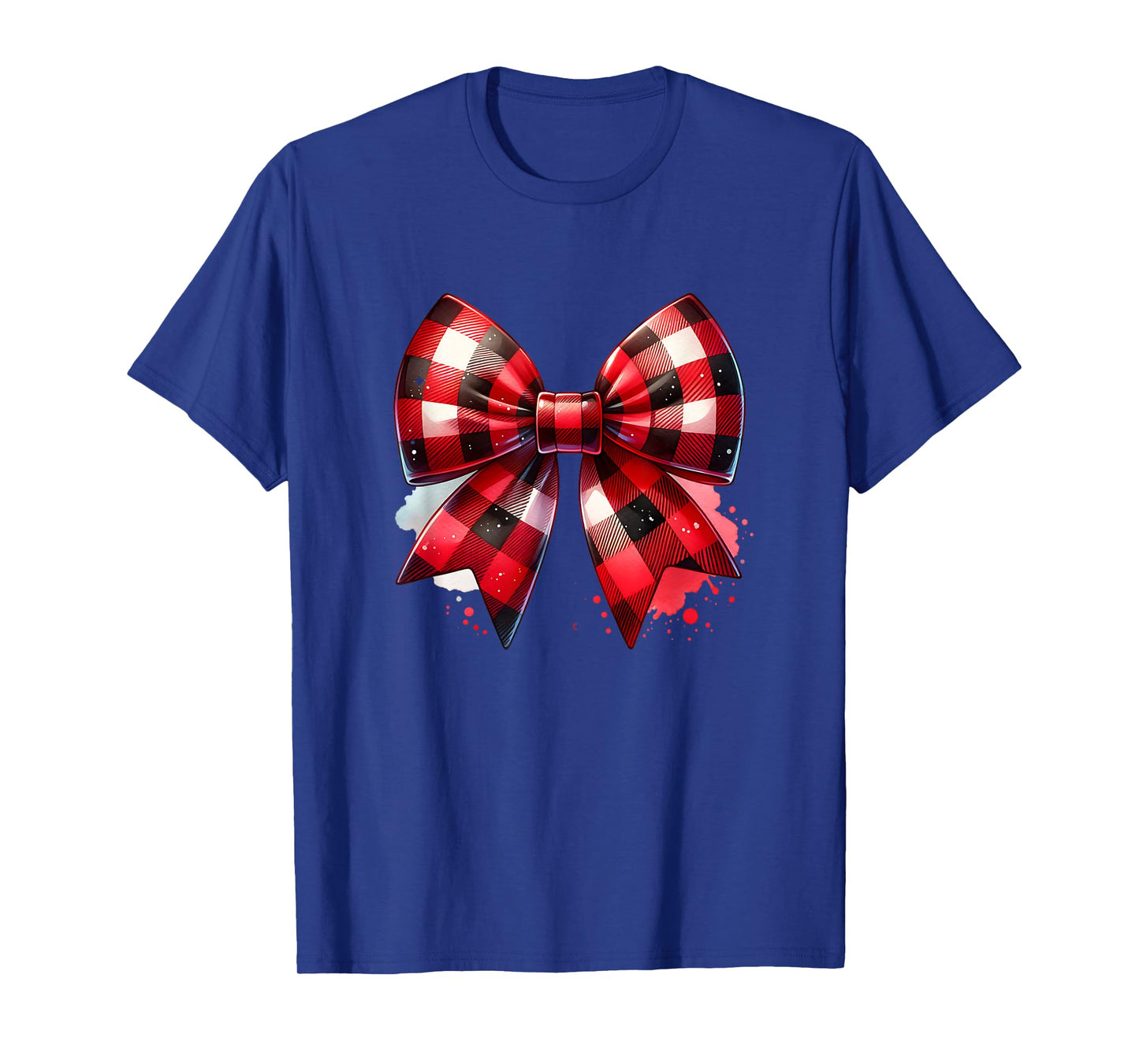 Coquette Bow Christmas Red Buffalo Plaid Xmas Womens T-Shirt