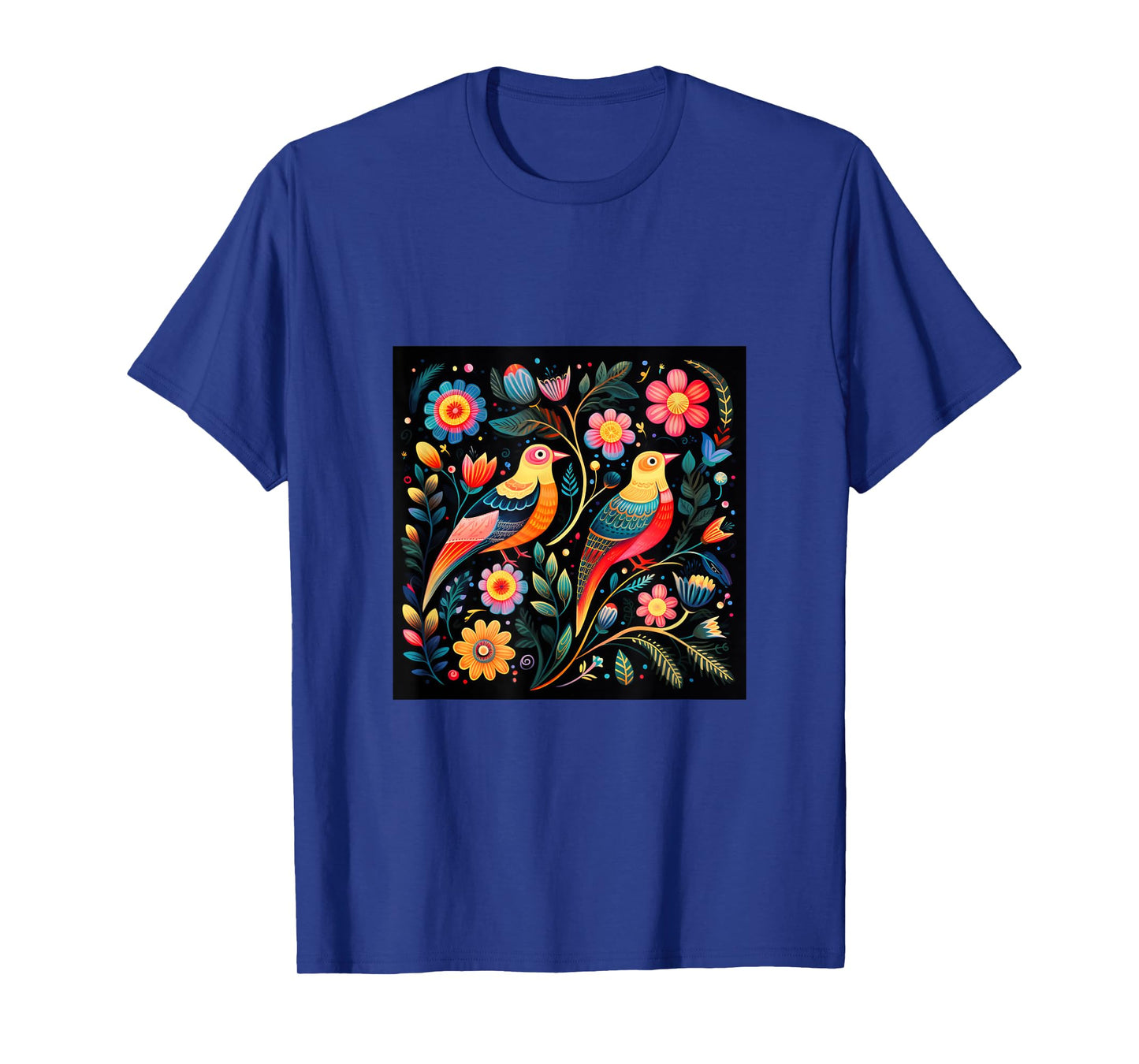 Mexican Embroidery Pattern Art Birds Flowers T-Shirt
