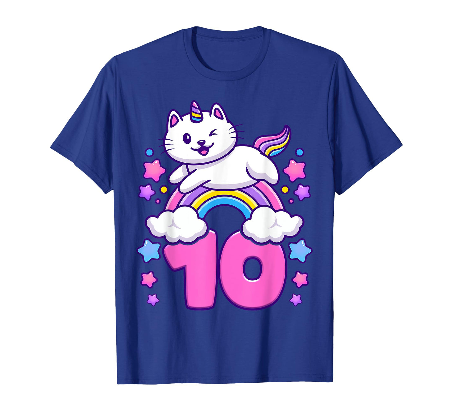 Birthday girl 10 years old, cat, unicorn, 10th birthday T-Shirt