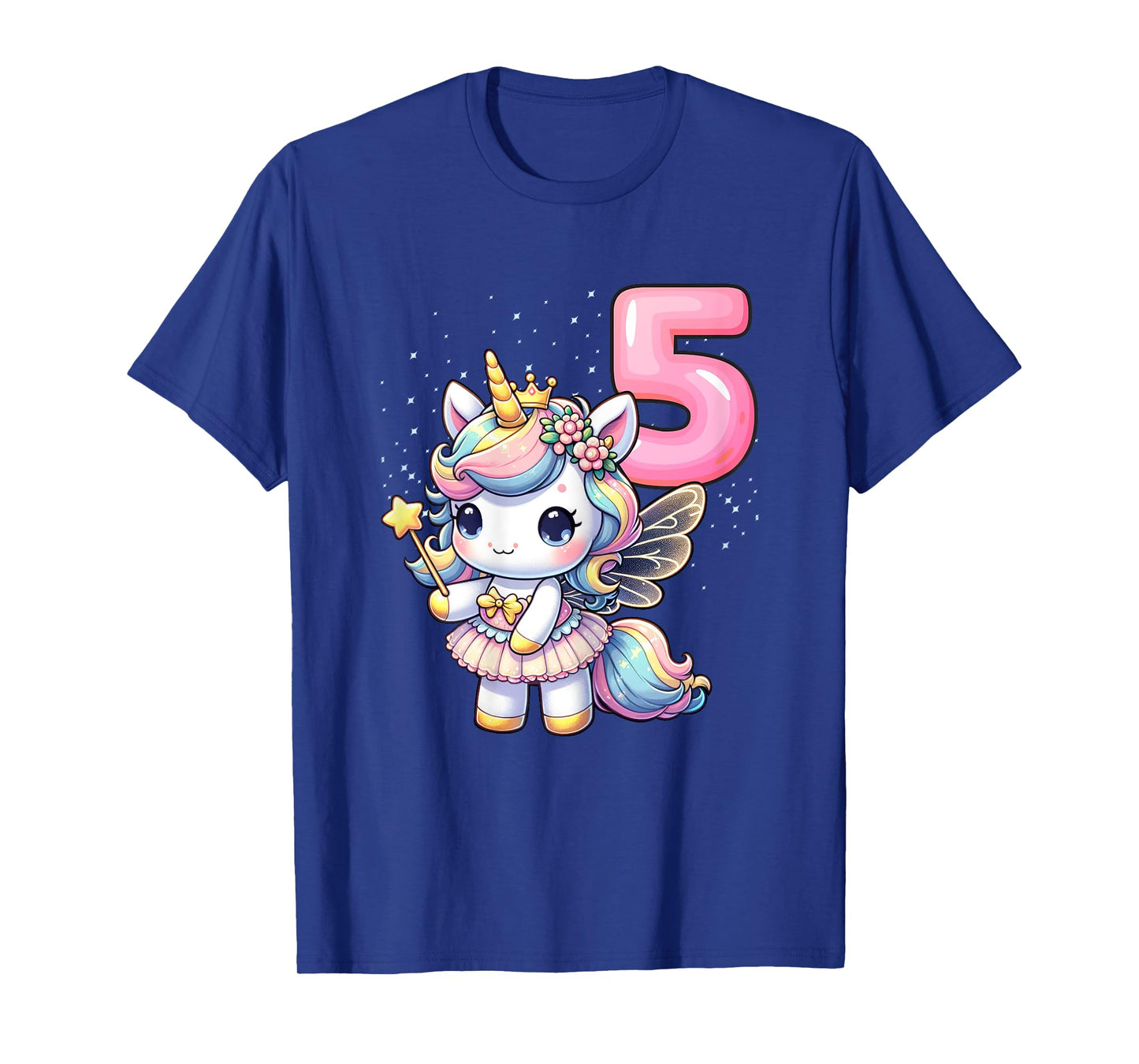 Unicorn Fairy 5th Birthday 5 Year Old Party Girls Outfit T-Shirt