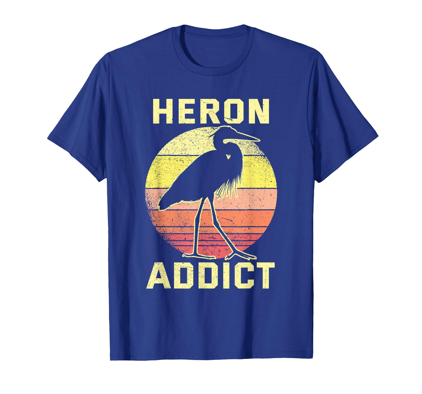 Retro Birding Heron Addict Blue Heron T-Shirt