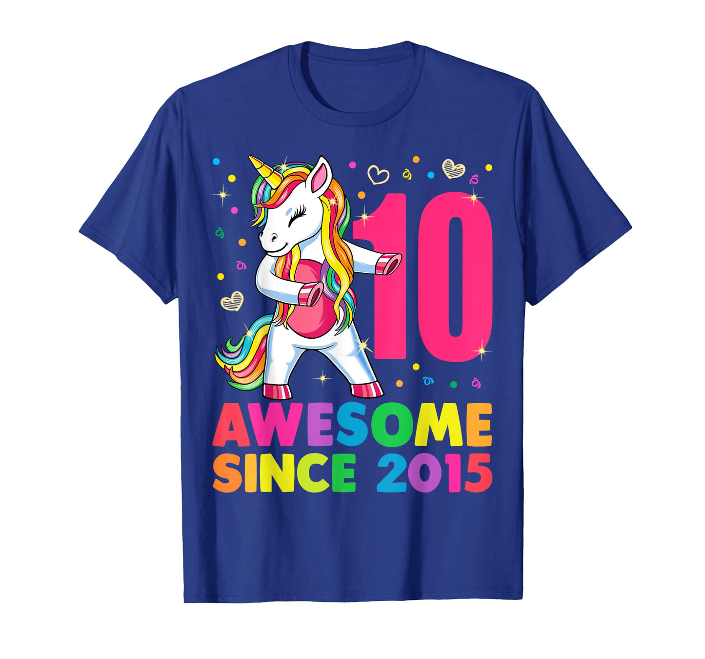 10 Years Old Unicorn Flossing 10th Birthday Girl Gift Party T-Shirt
