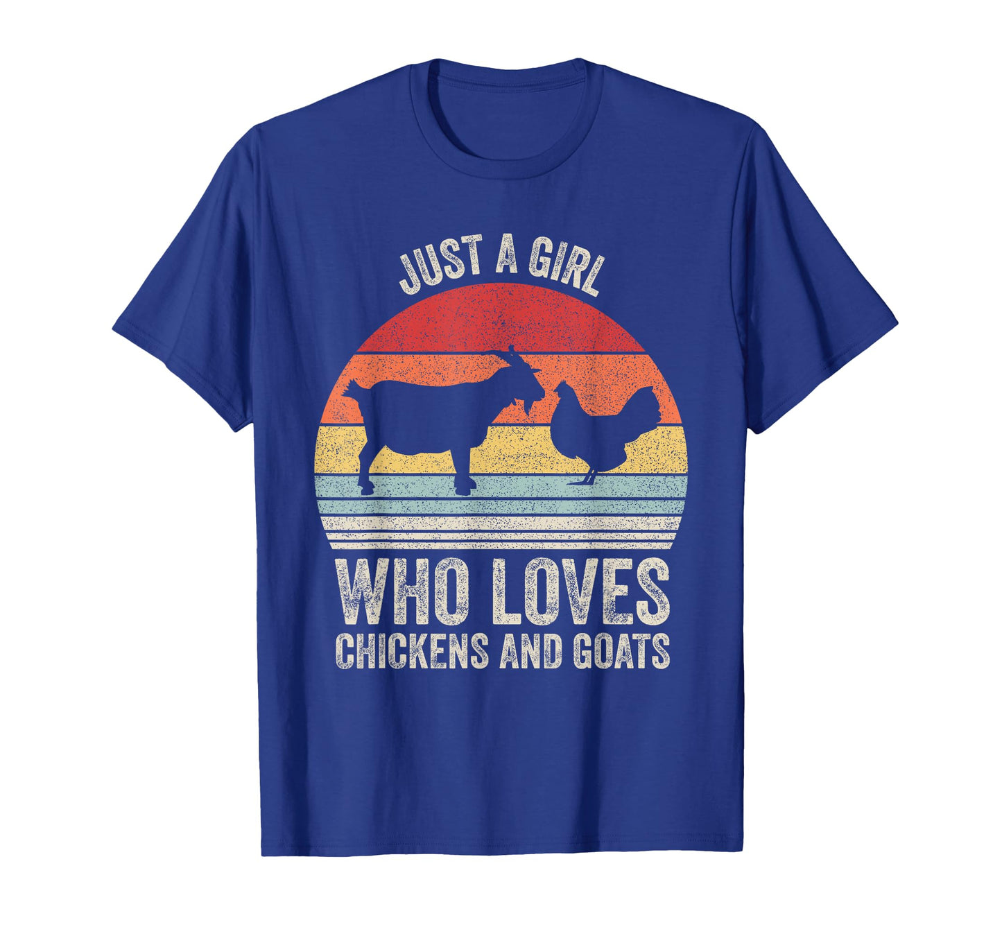 Retro Just A Girl Who Loves Chickens And Goats Farmer Girl T-Shirt