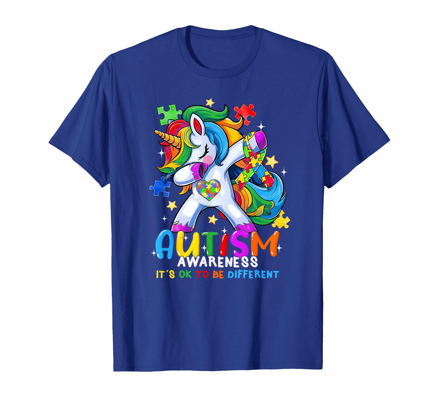 Autism Awareness OK To Be Different Dabbing Unicorn Women T-Shirt