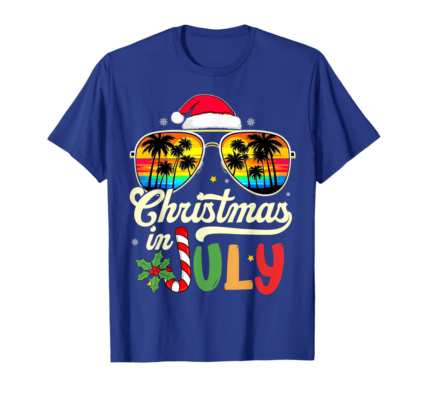 Xmas In July Sunglasses Beach Tropical Summer Vibes Santa T-Shirt