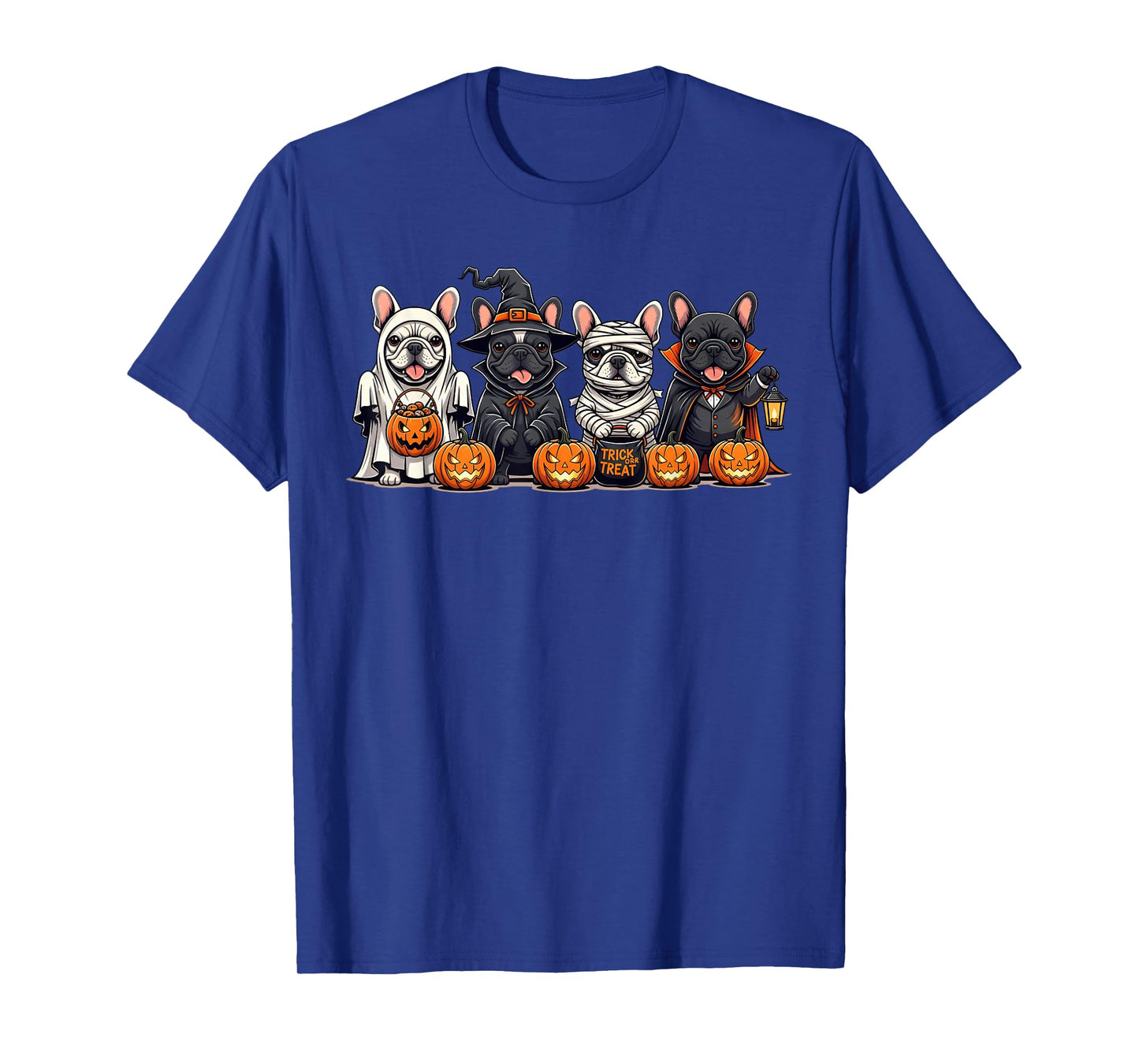 French Bulldog Ghost Witch Pumpkins Halloween Dog Costume T-Shirt