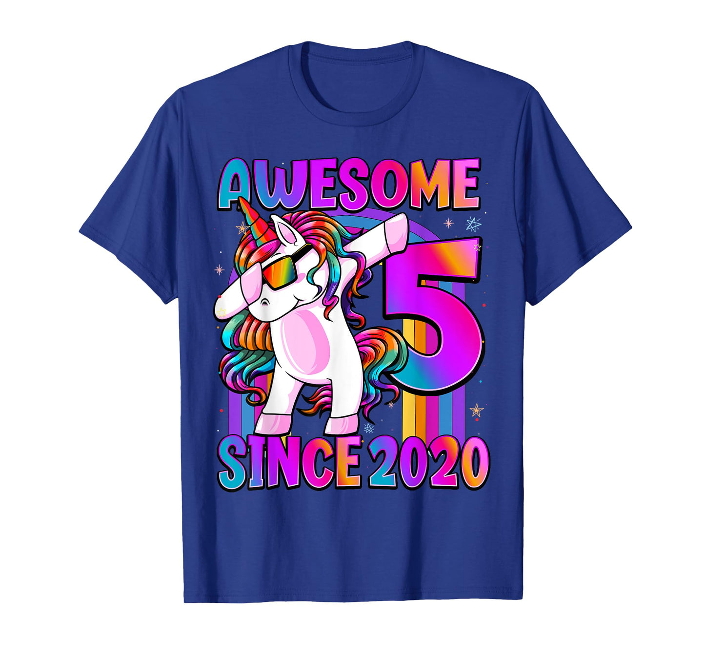 Dabbing Unicorn 5 Year Old 5th Birthday Girl Unicorn Party T-Shirt