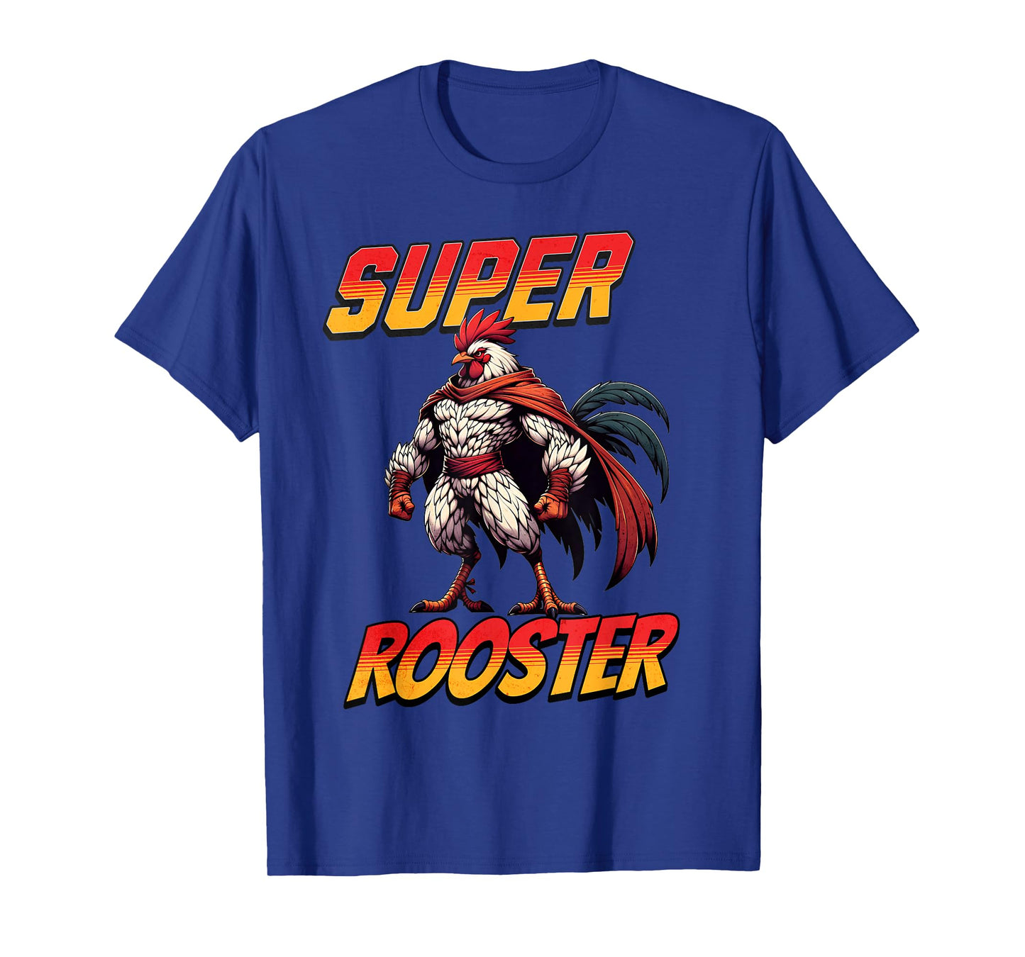 Super Rooster Hero Brave Chicken Daddy Funny Farm Design T-Shirt