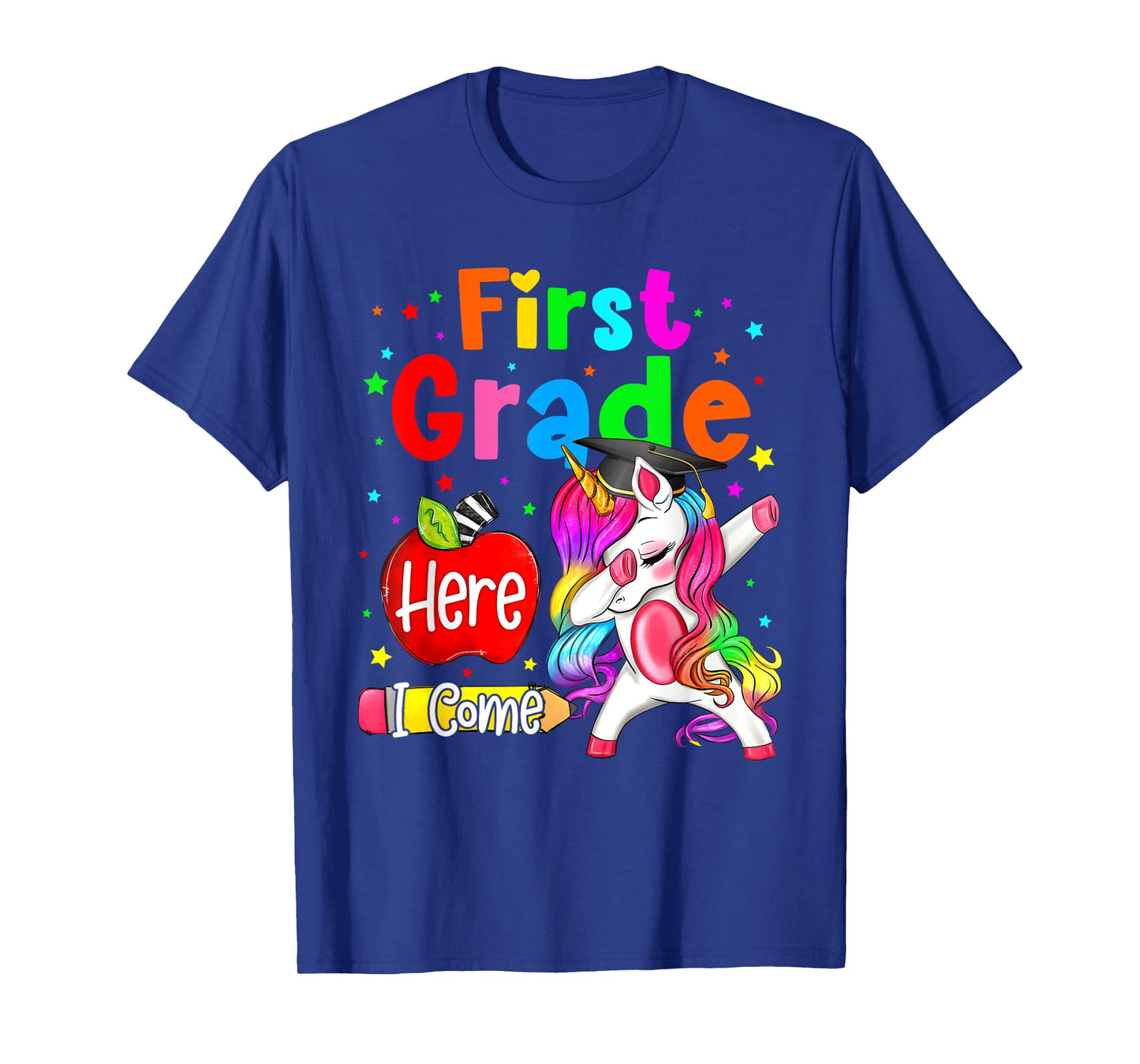First Grade Here I Come Unicorn Girls Kids Back To School T-Shirt