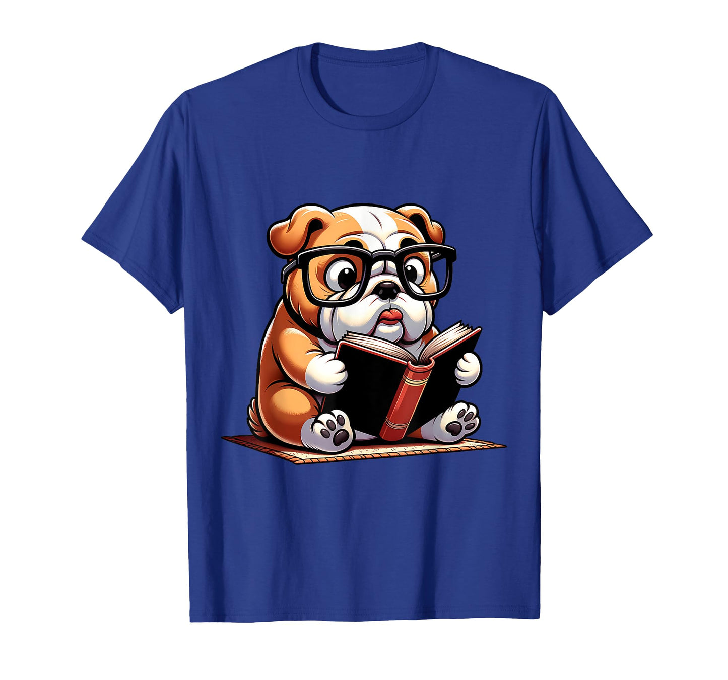 English Bulldog Reading a Book Dog T-Shirt for Men Women Girls Kids