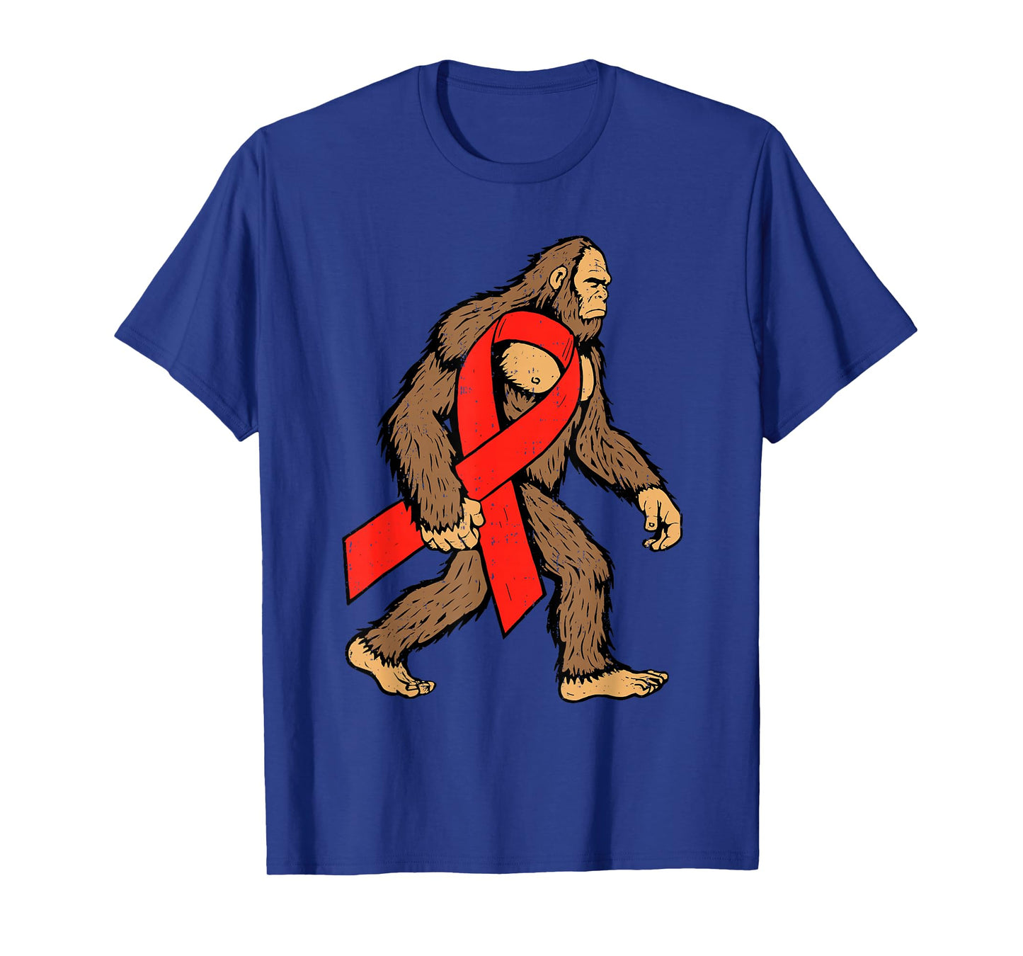 Blood Cancer Awareness Bigfoot Ribbon Red Support Men Boy T-Shirt