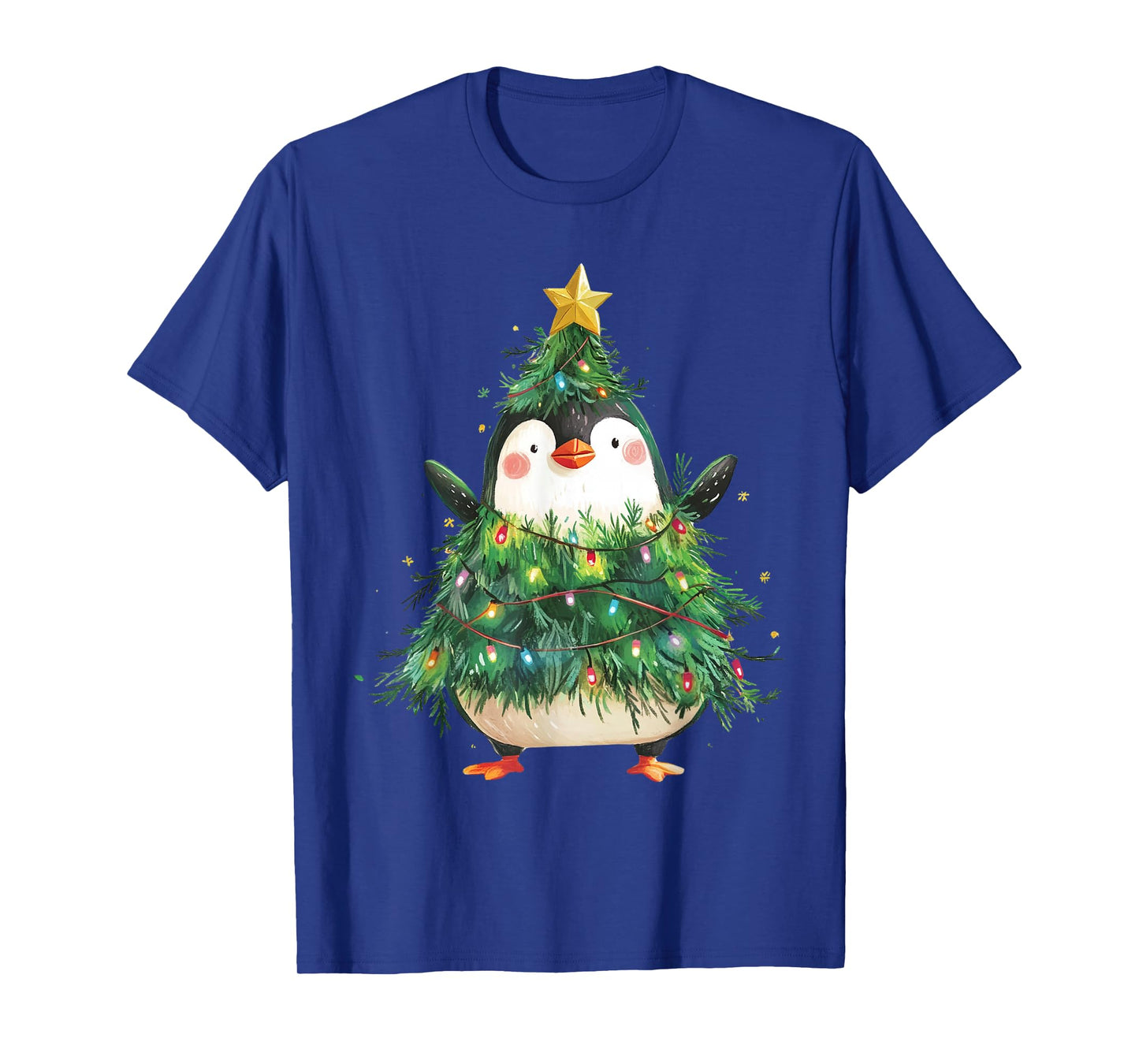 Penguin Christmas Tree Pajamas Girls Boys Xmas Lights T-Shirt