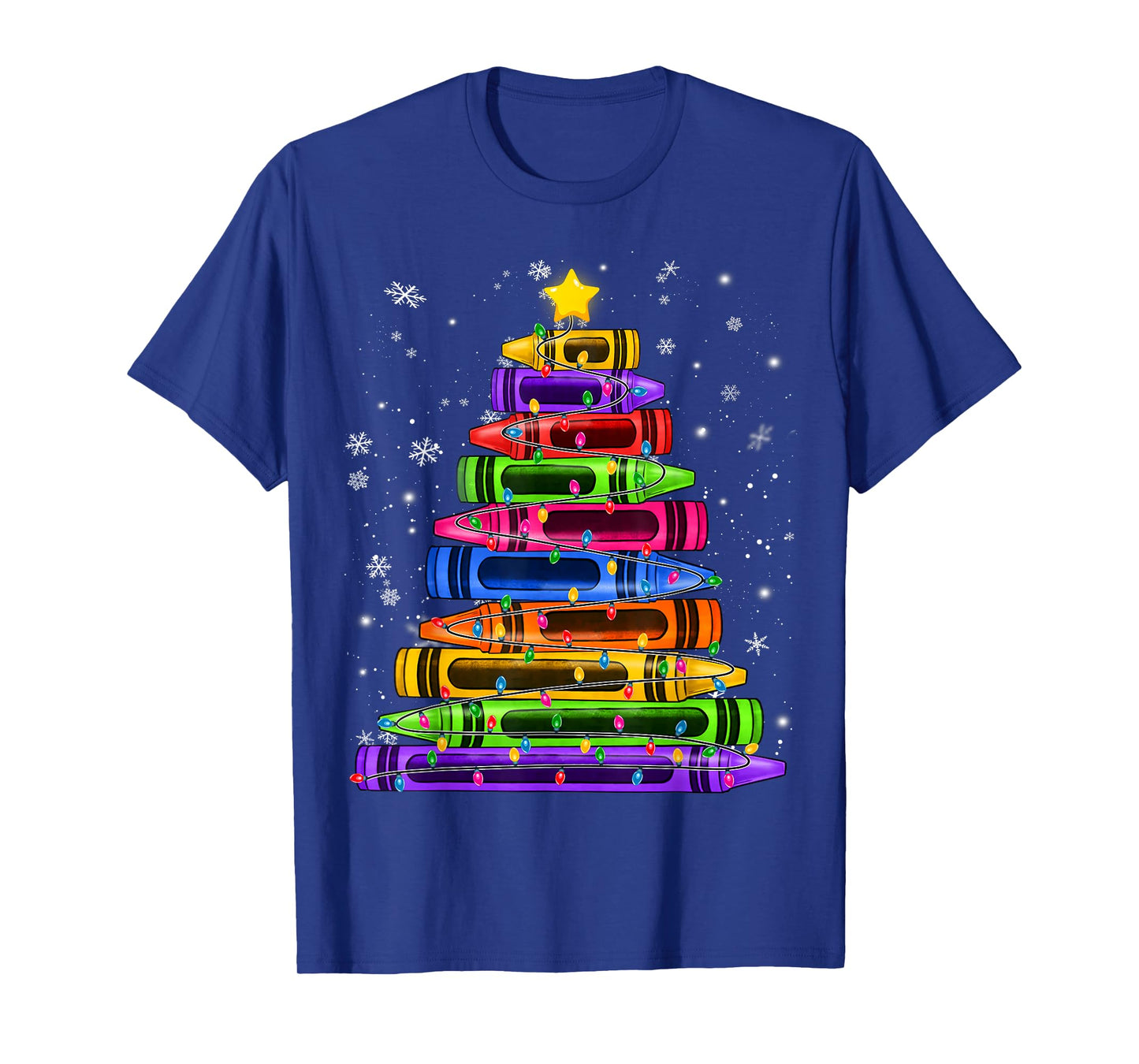 Crayon Christmas Tree Lights School Teacher Student Xmas T-Shirt