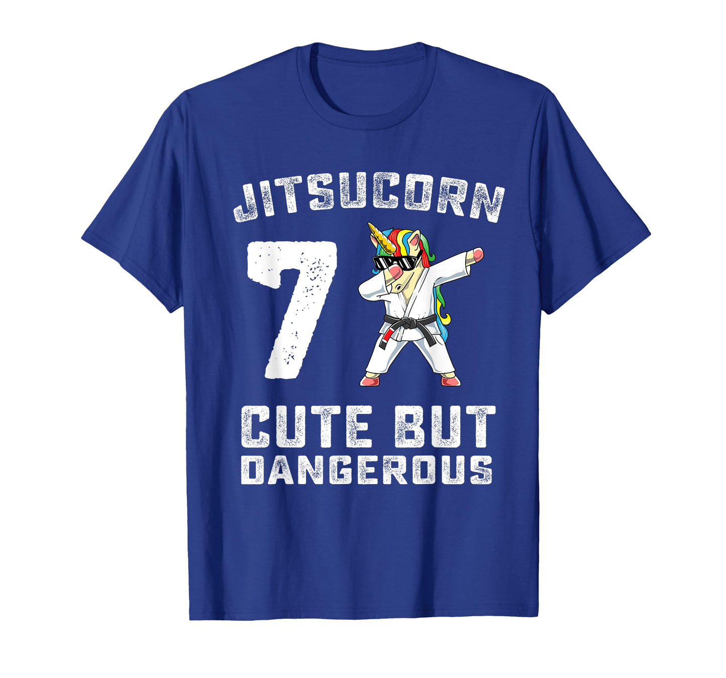 7 Year Old Jiu Jitsu Birthday Gift BJJ Dabbing Unicorn Girl T-Shirt