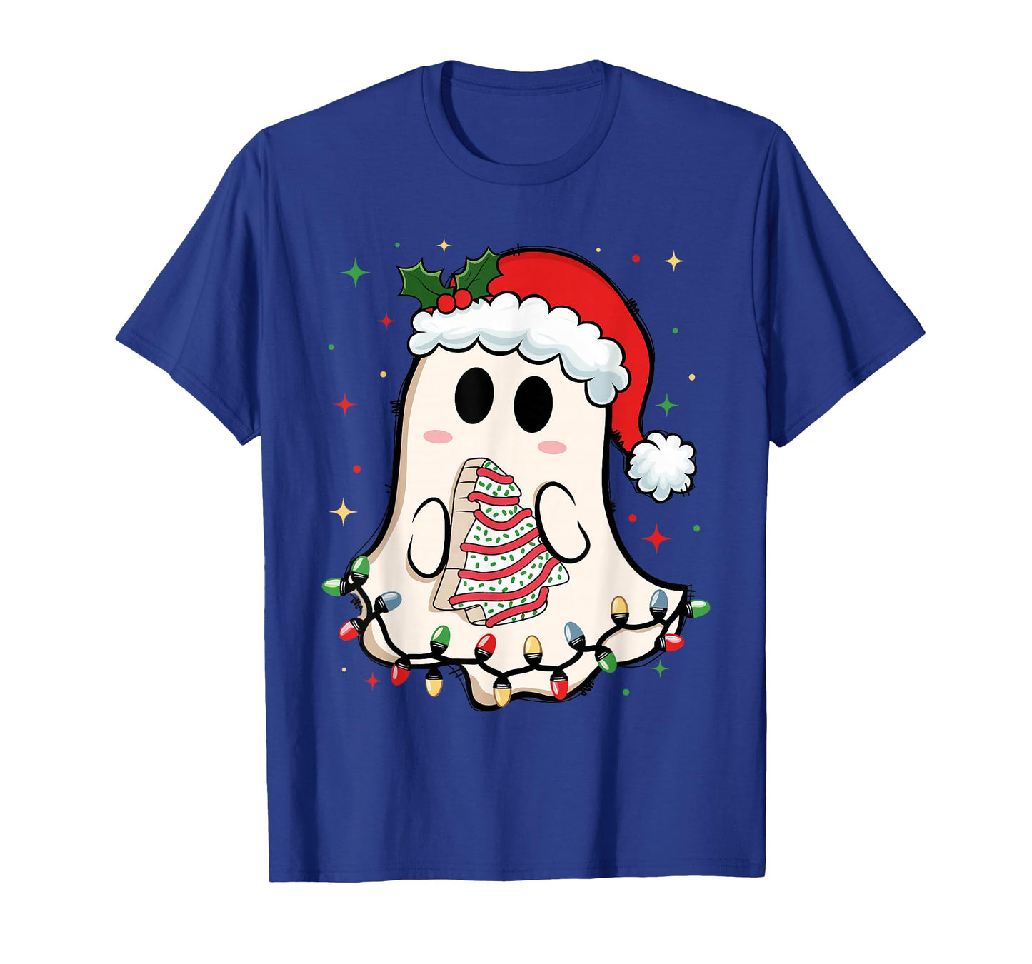 Cute Christmas Ghost Tree Cake Merry Xmas Women Girls Kids T-Shirt