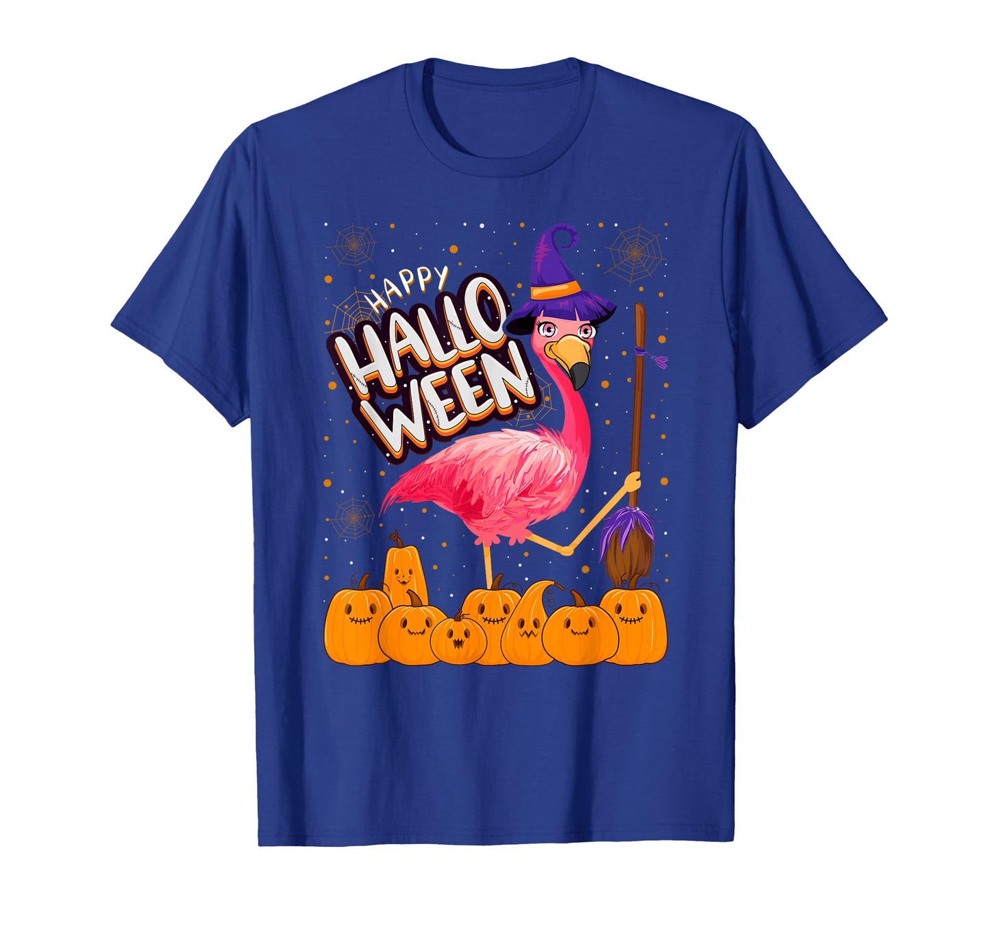 Happy Halloween - Flamingo Lover Witch Hat Pumpkin Halloween T-Shirt