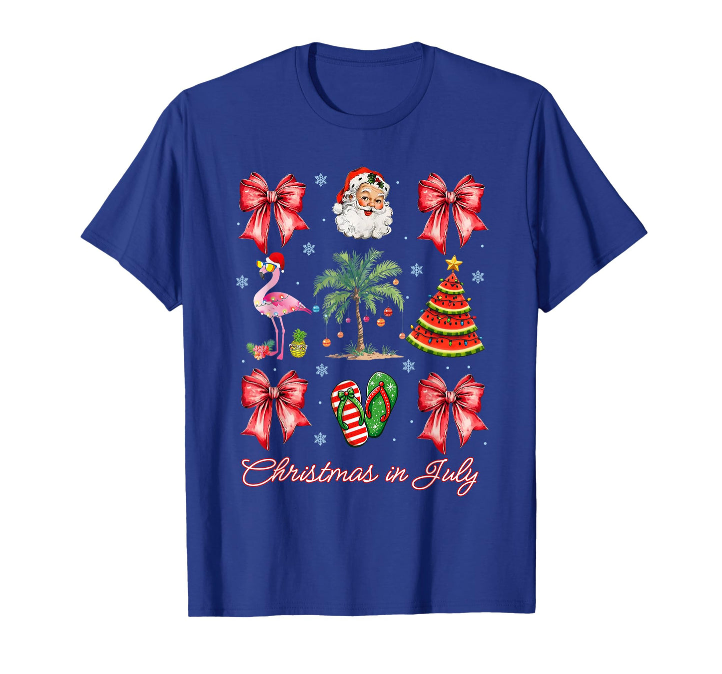 Christmas In July Coquette Bow Palm Tree Beach Summer Santa T-Shirt