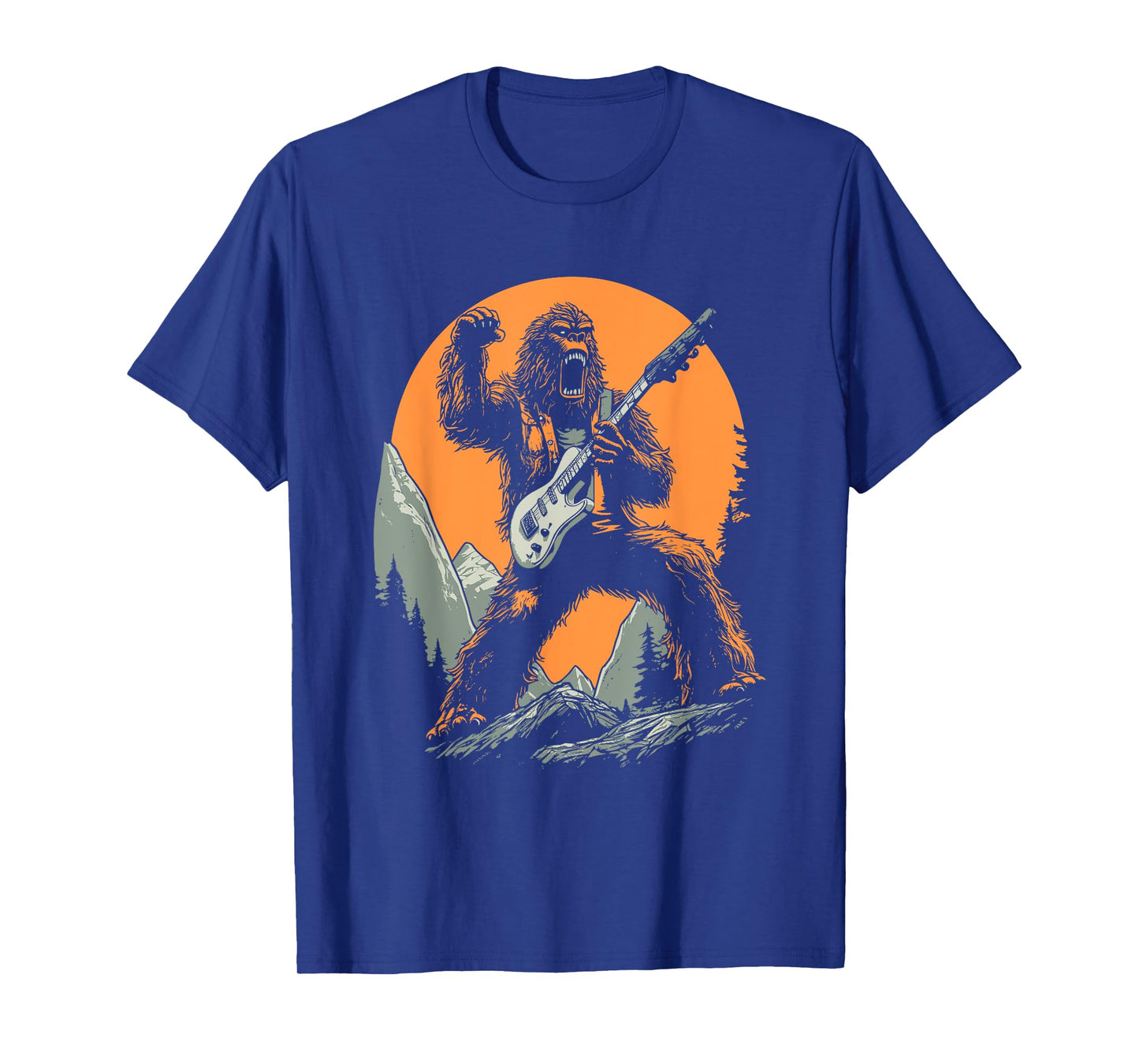 Bigfoot Playing Electric Guitar Funny Sasquatch Rocker T-Shirt