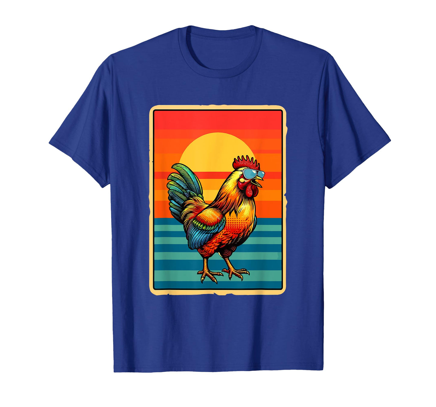 Vintage Sunset Retro Chicken Sunglasses Costume Farmer Lover T-Shirt
