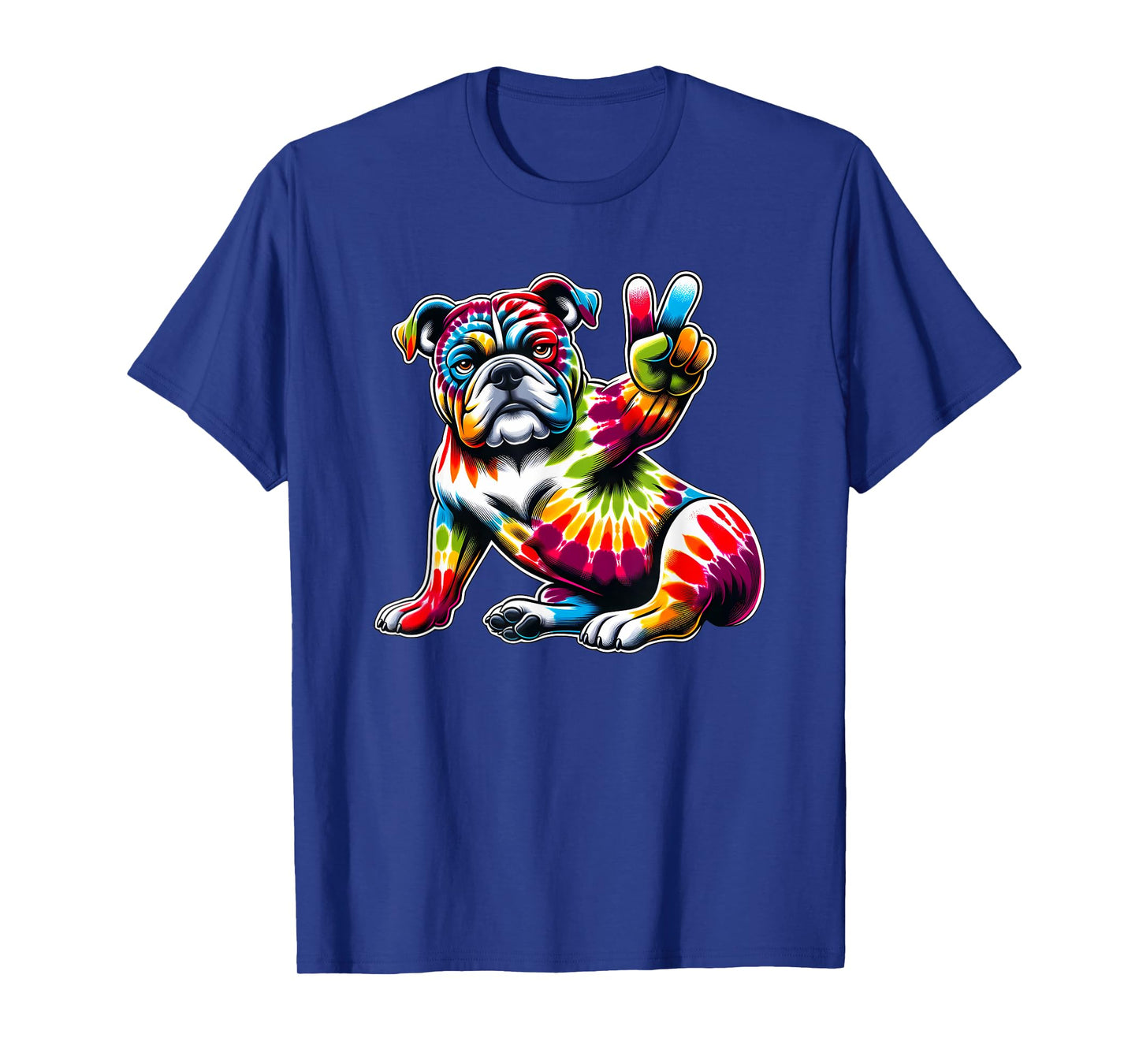 Peace Sign Tie Dye American Bulldog T-Shirt for Men Women Kids
