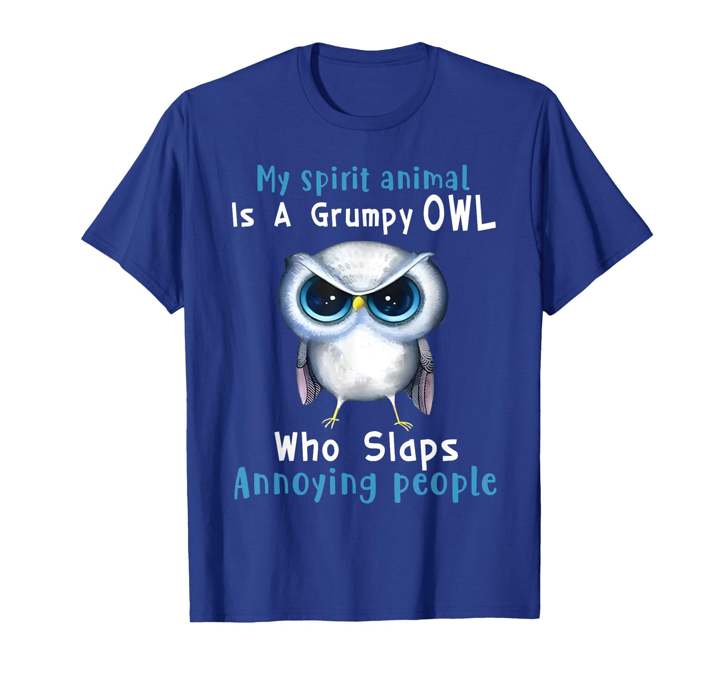 Art Animal Lover Owl Grumpy Owl Spirit Animal T-Shirt, Black, Unisex, Small, Short Sleeve, Modern, Cartoon, All Seasons, Casual, Halloween, Christmas